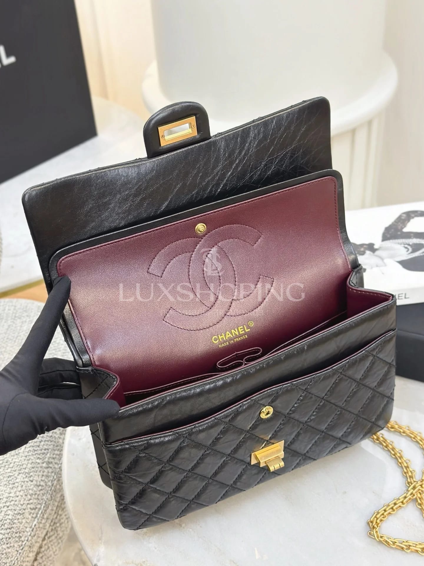 Сумка Chanel 2.55 черная 16х24х7.5 см - фото 4