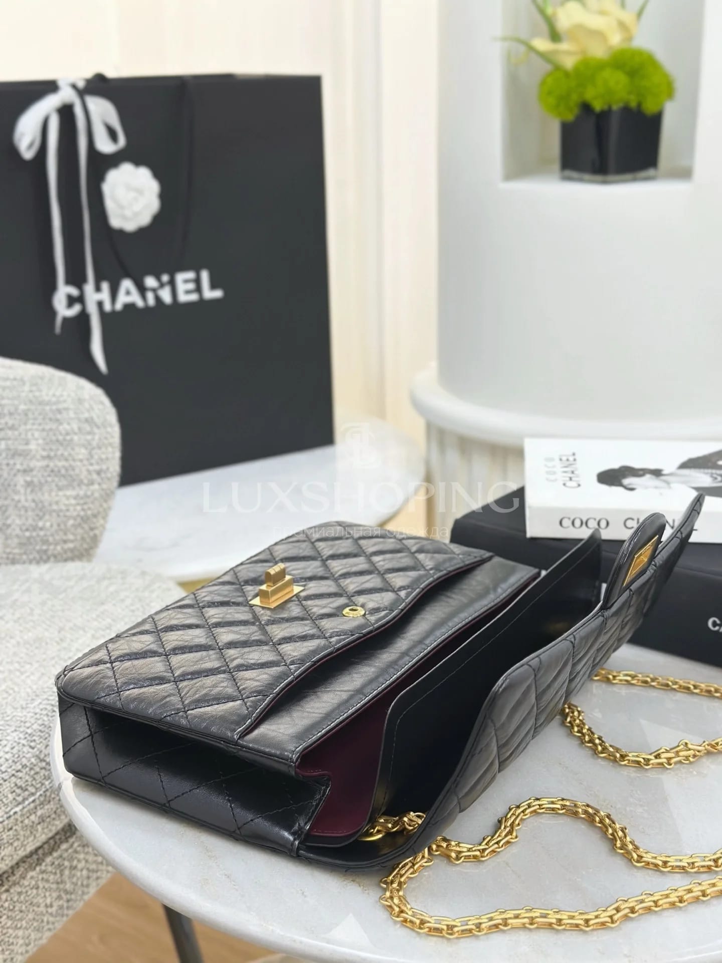 Сумка Chanel 2.55 черная 16х24х7.5 см - фото 10