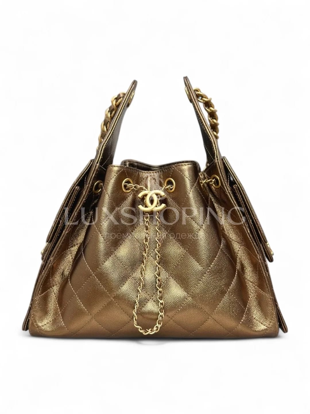 CHANEL 25C сумка-хобо 30×26×14 см золотая