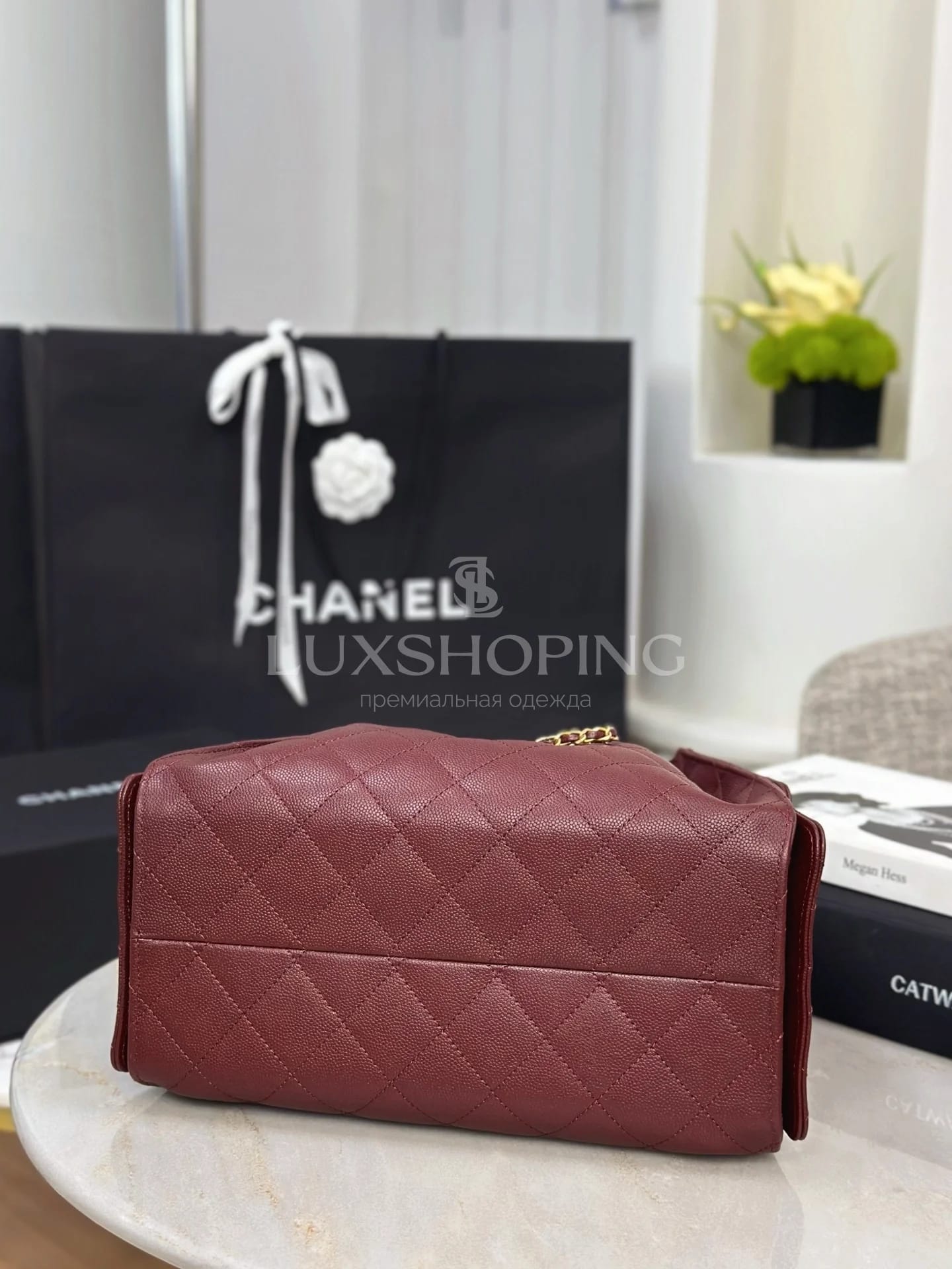 CHANEL 25C сумка-хобо 30×26×14 см бордо - фото 5