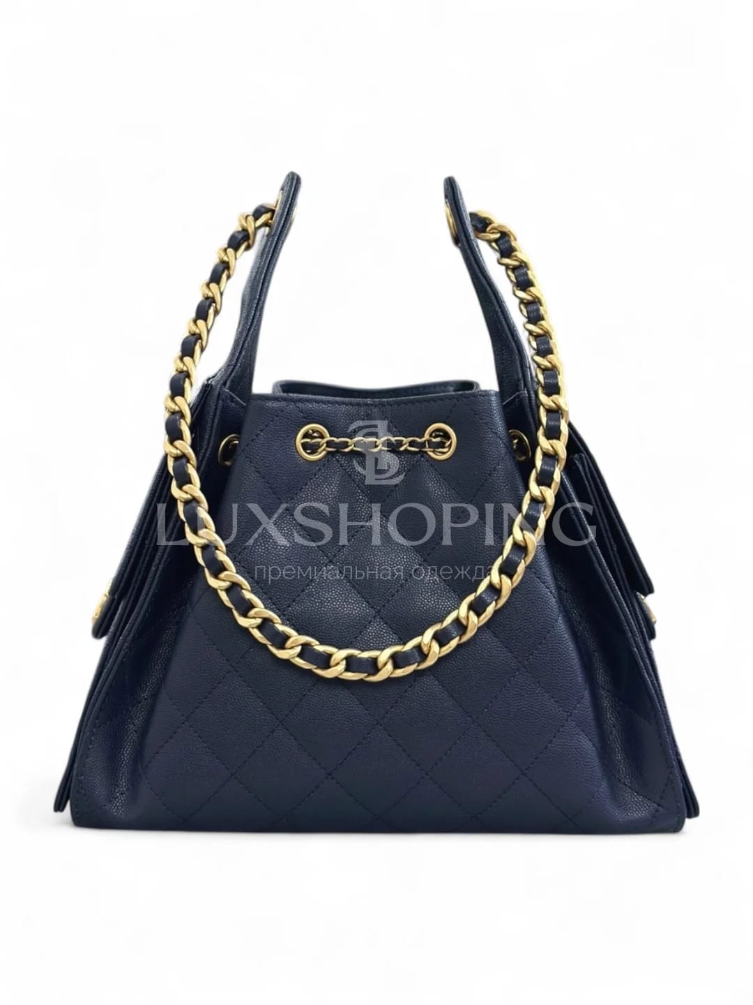 CHANEL 25C сумка-хобо 30×26×14 см темно синяя