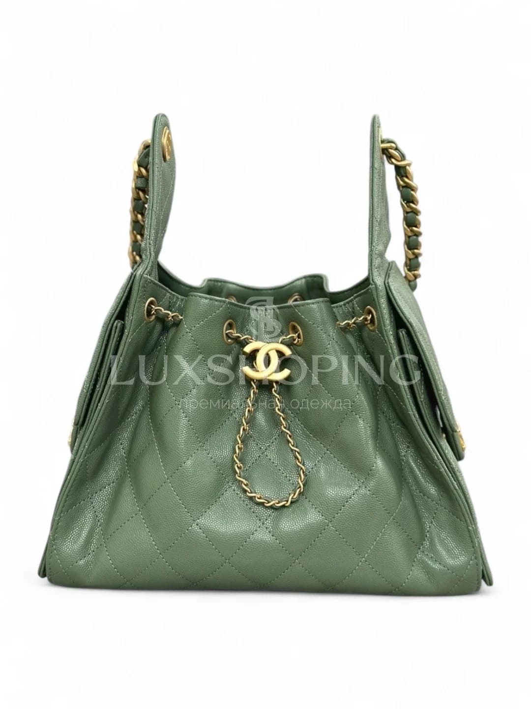 CHANEL 25C сумка-хобо 30×26×14 см зеленая