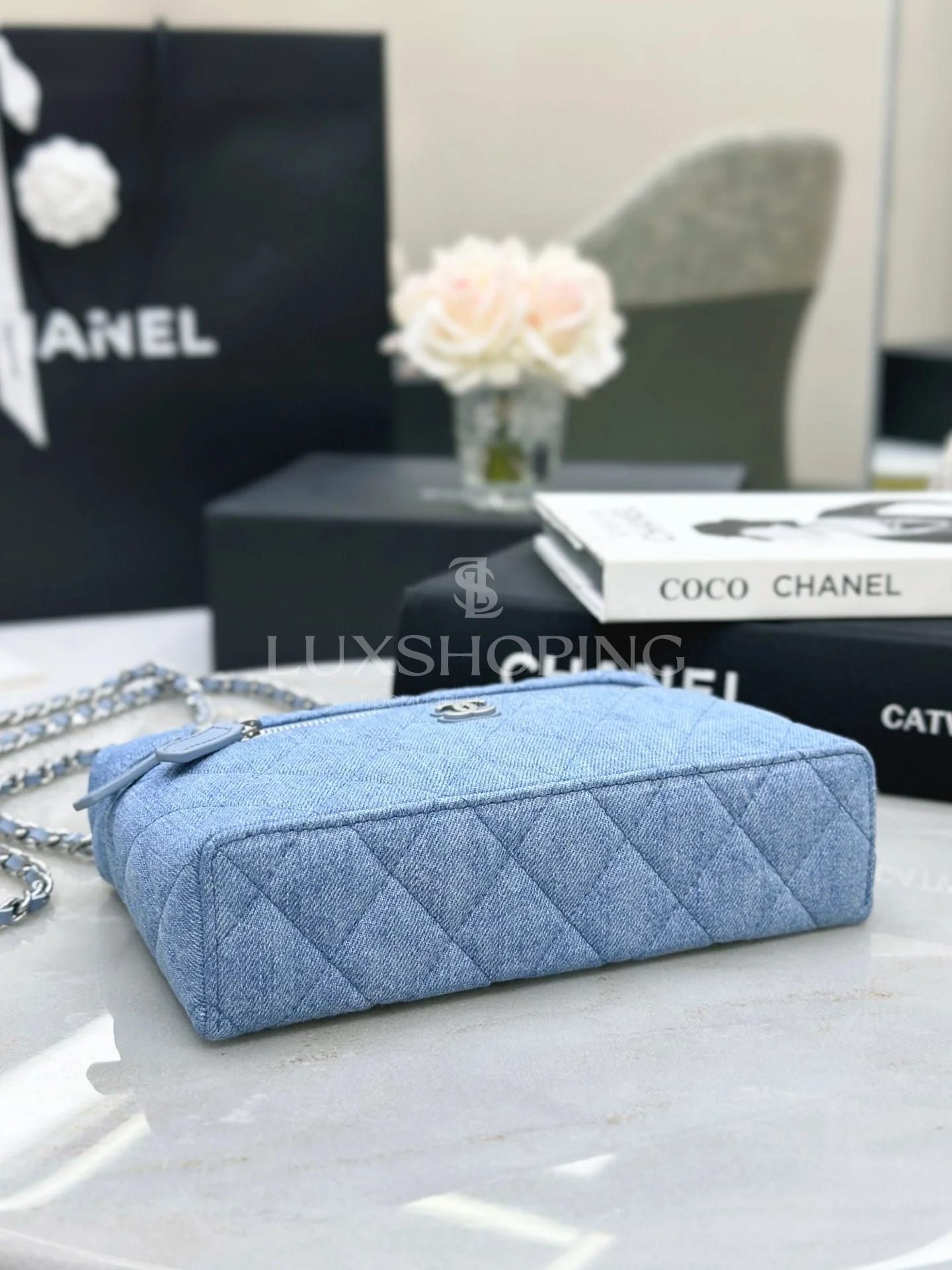 CHANEL 25C LP из денима 17×19,5×5 см - фото 2