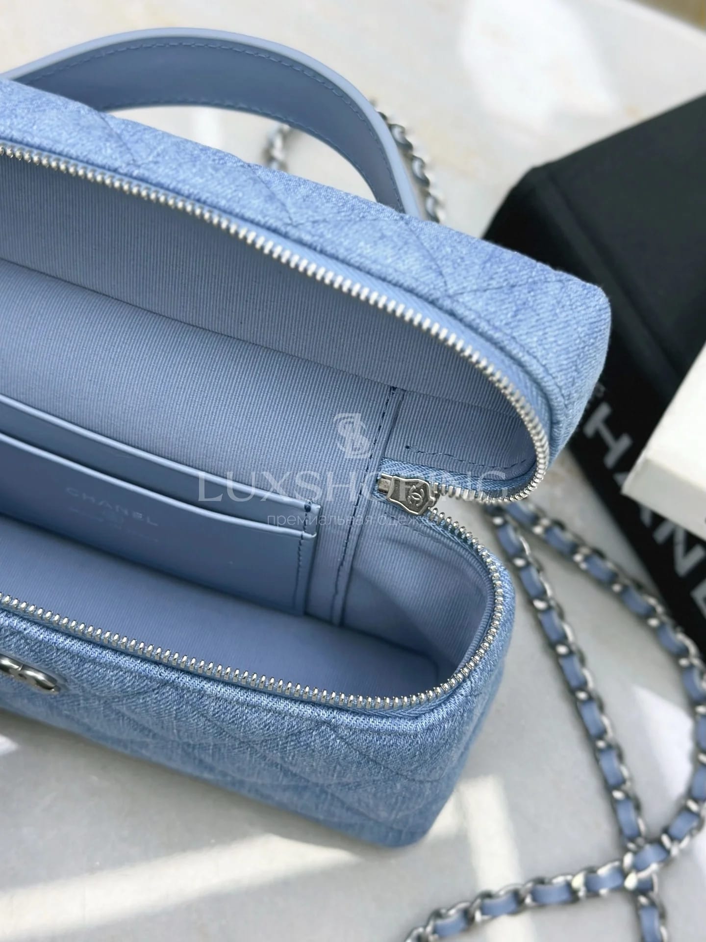 CHANEL 25C LP из денима 17×19,5×5 см - фото 10