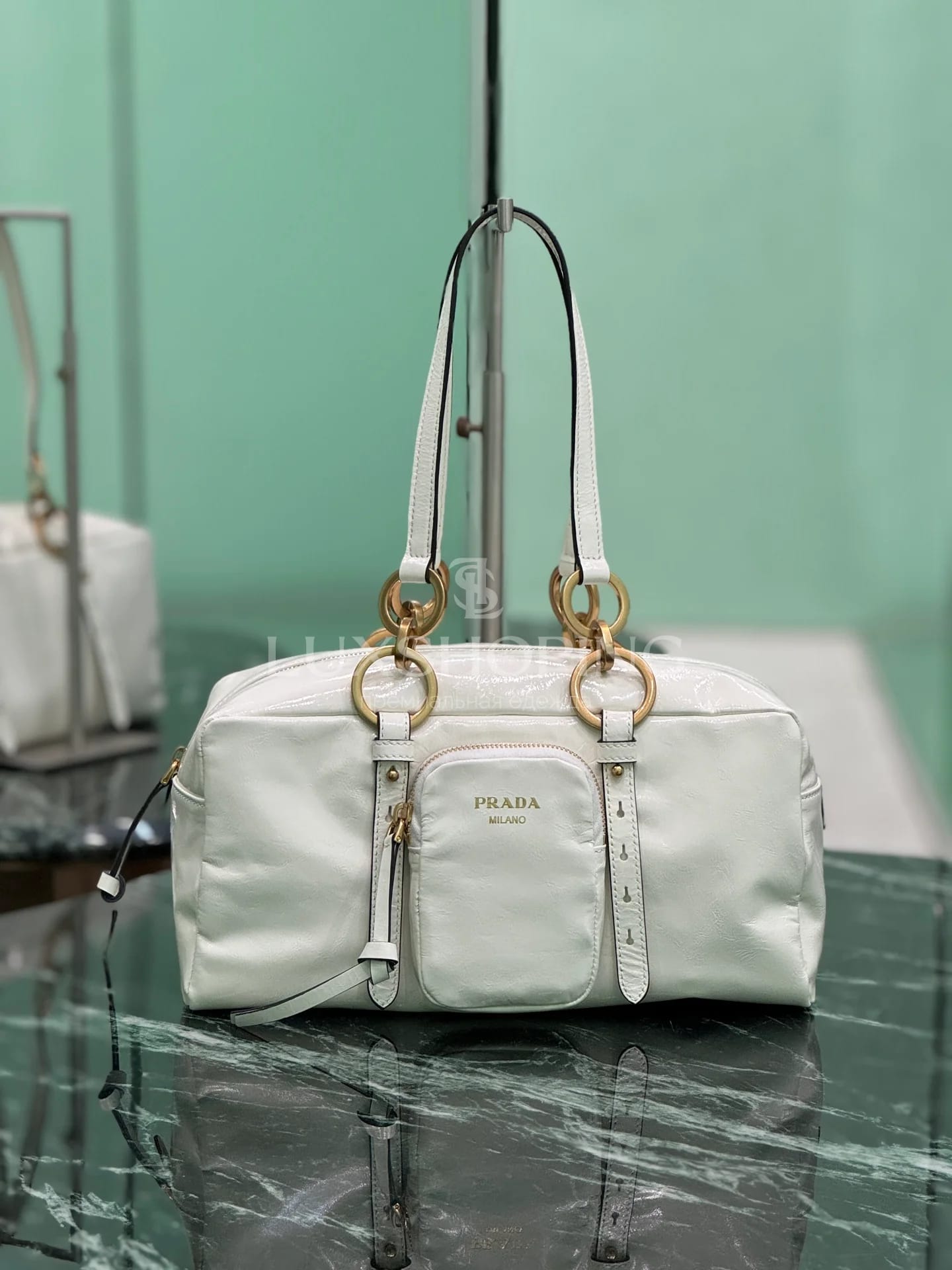 Сумка Prada 30×14×13.5 см белая - фото 2