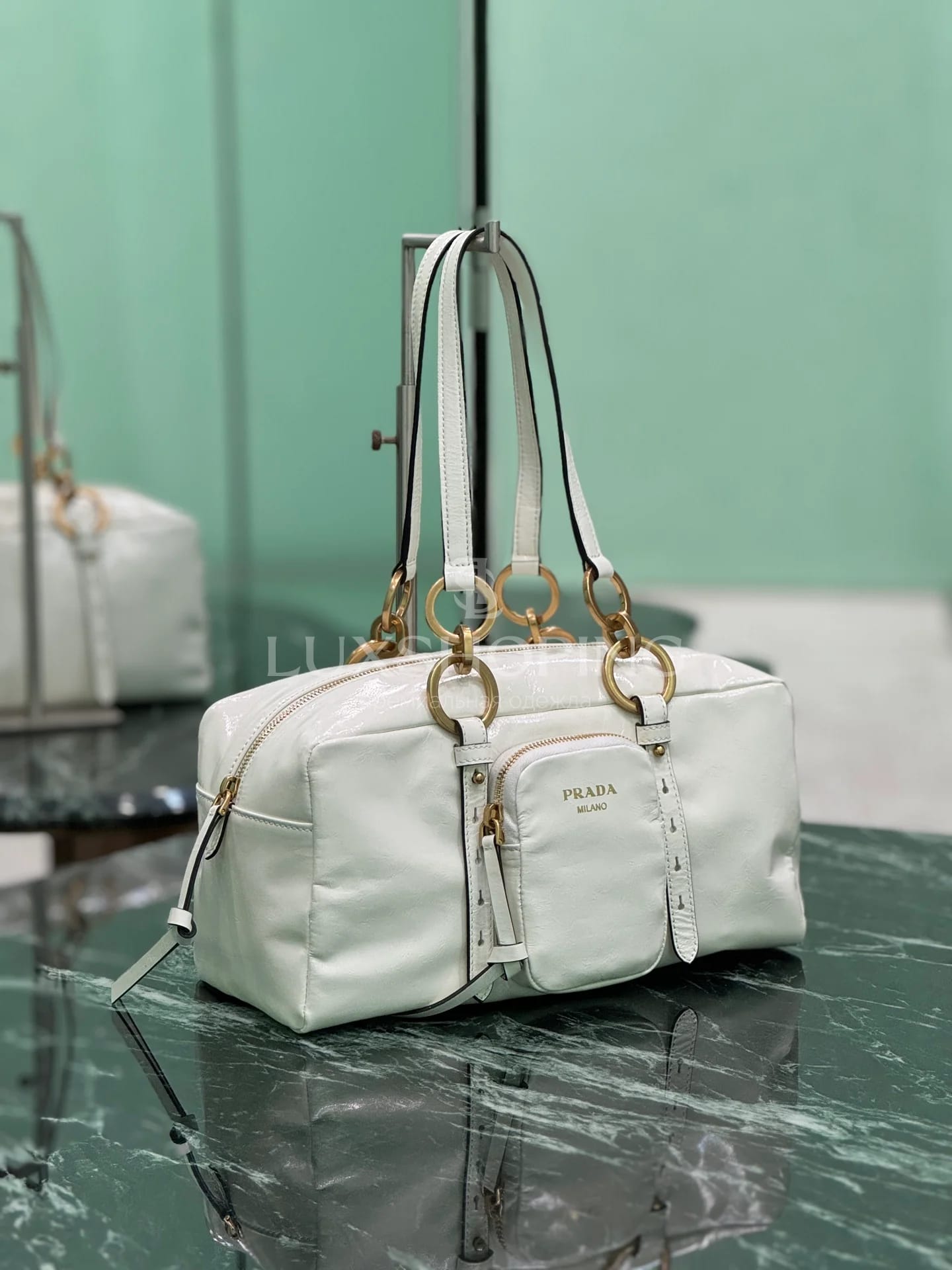 Сумка Prada 30×14×13.5 см белая - фото 3