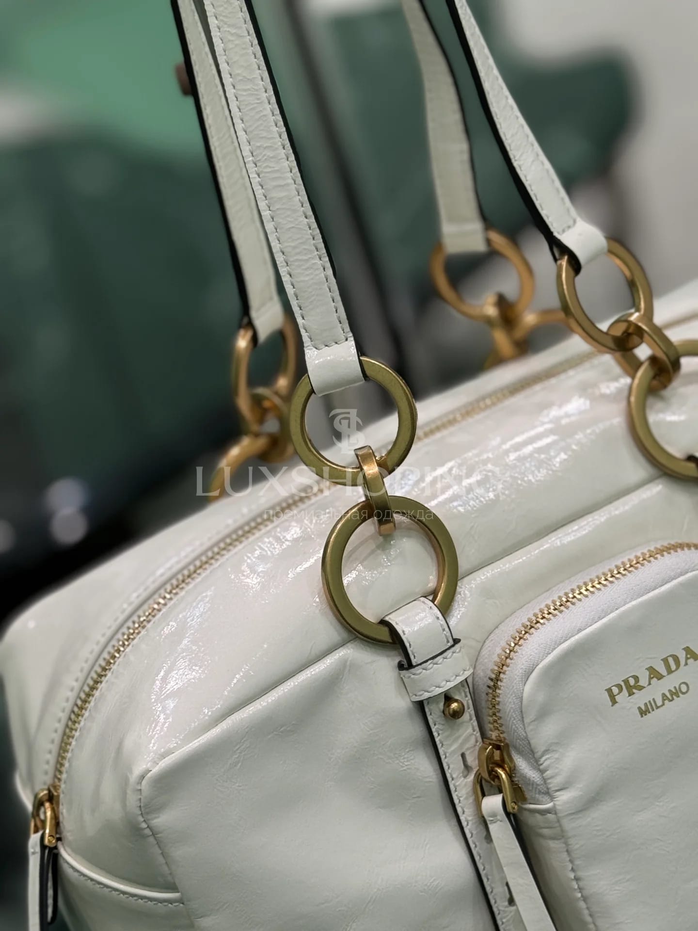 Сумка Prada 30×14×13.5 см белая - фото 7