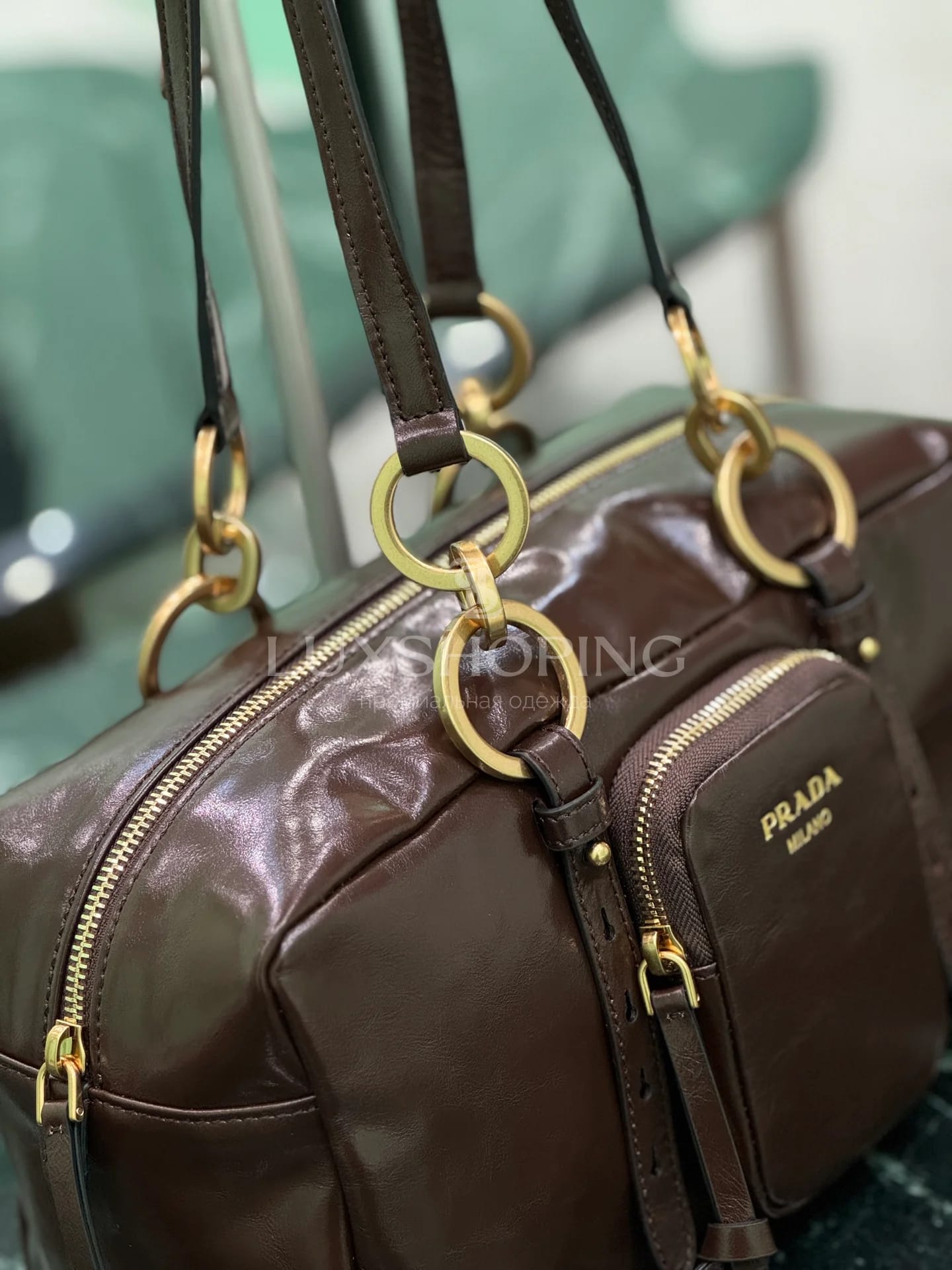 Сумка Prada 30×14×13.5 см коричневая - фото 7