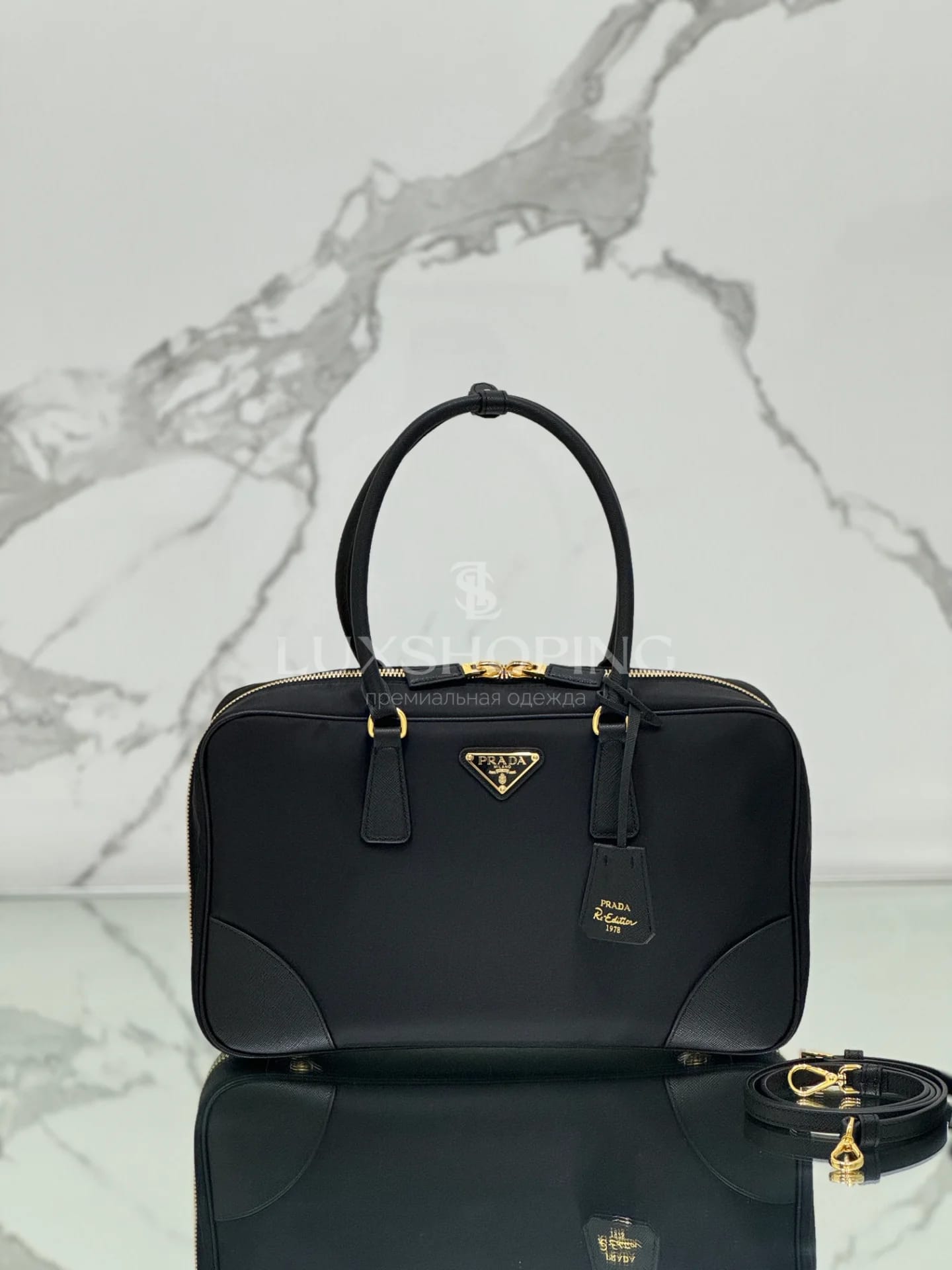 Сумка Prada Re-Edition 1995 35×21.5×10 см черная - фото 2