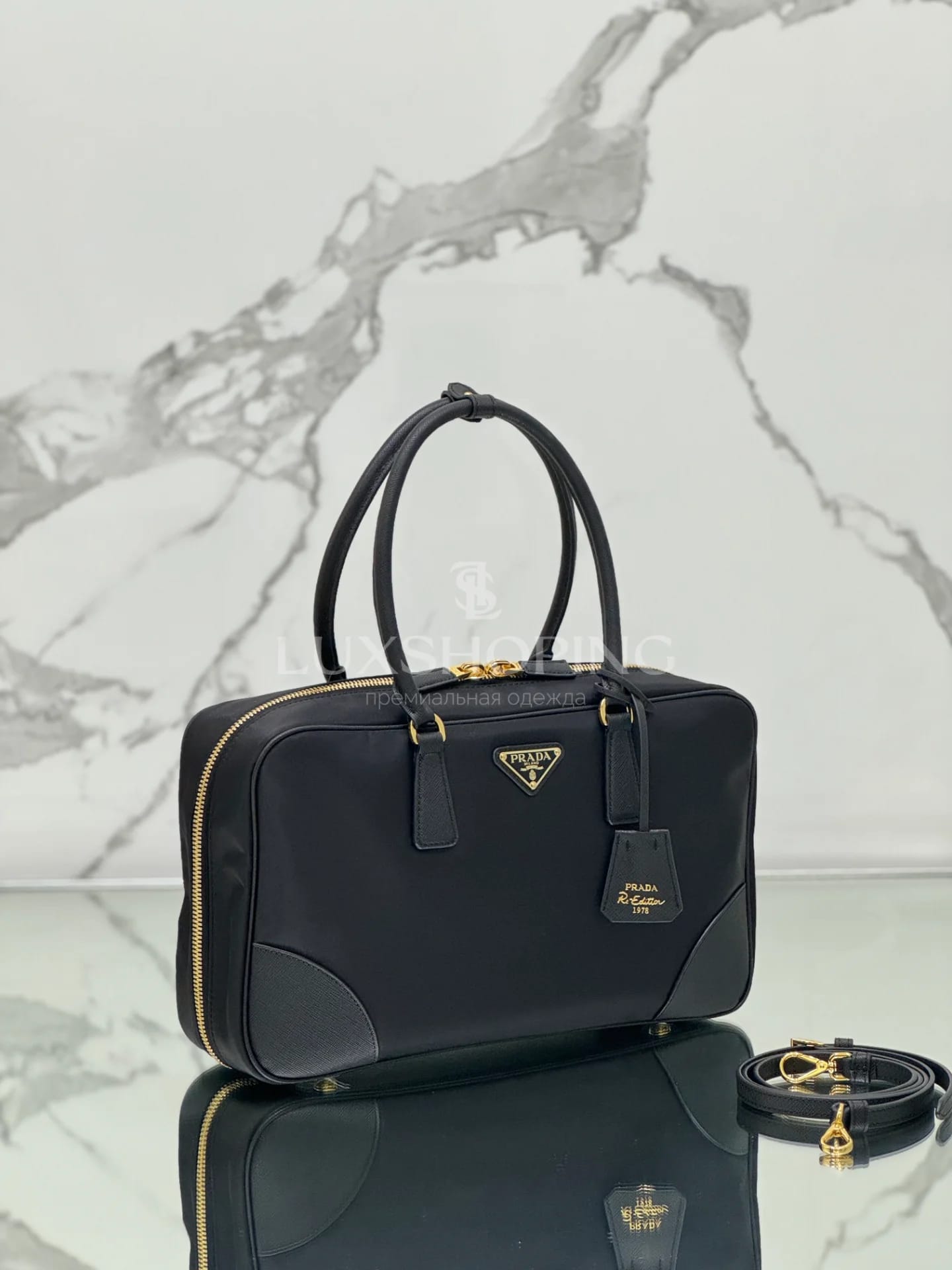 Сумка Prada Re-Edition 1995 35×21.5×10 см черная - фото 3