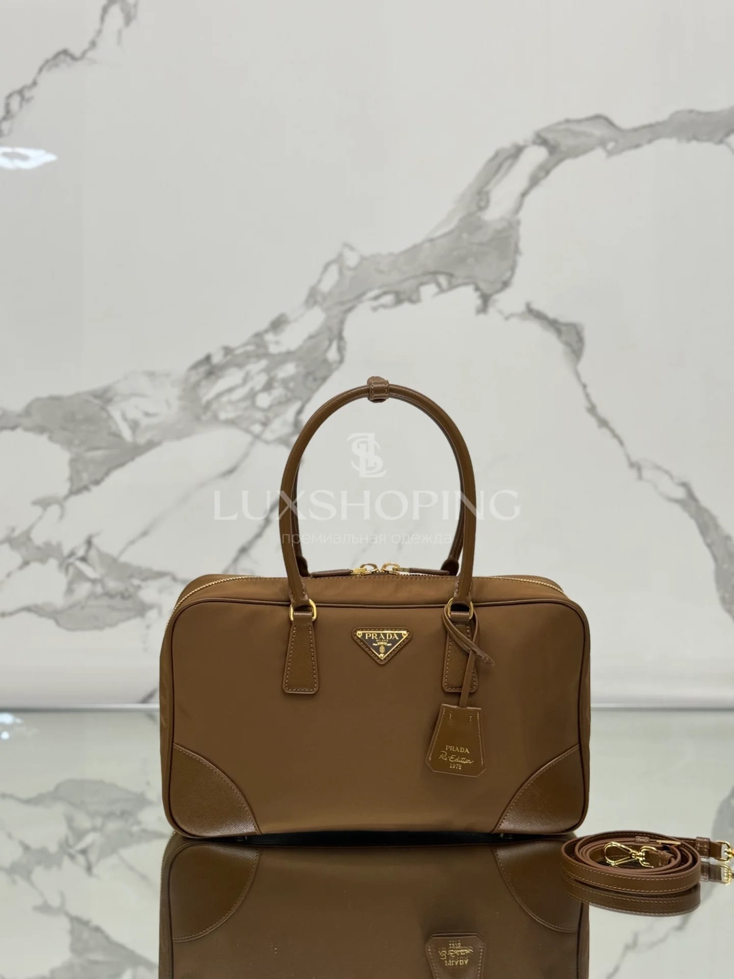 Сумка Prada Re-Edition 1995 35×21.5×10 см коричневая - фото 2