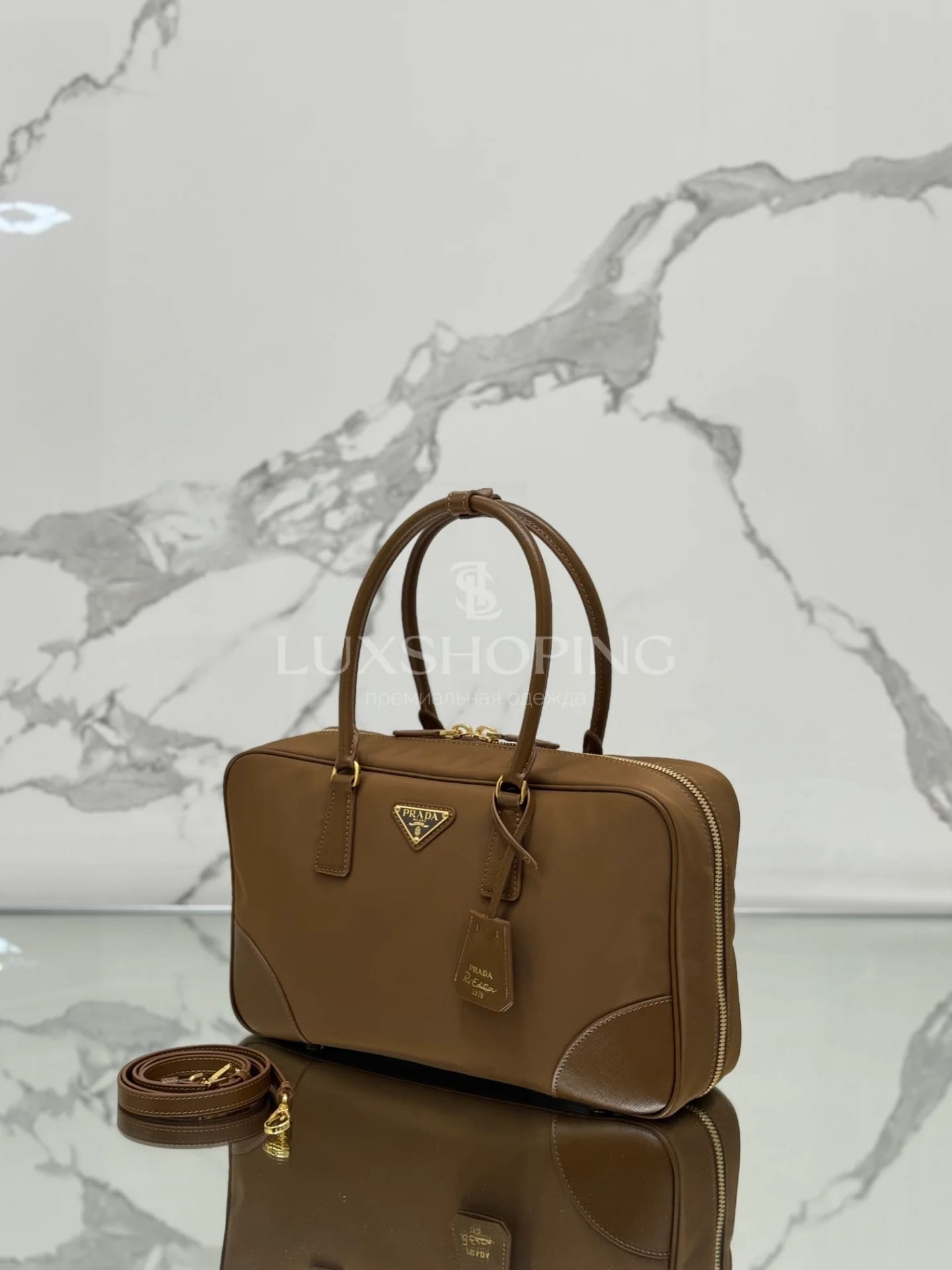 Сумка Prada Re-Edition 1995 35×21.5×10 см коричневая - фото 3