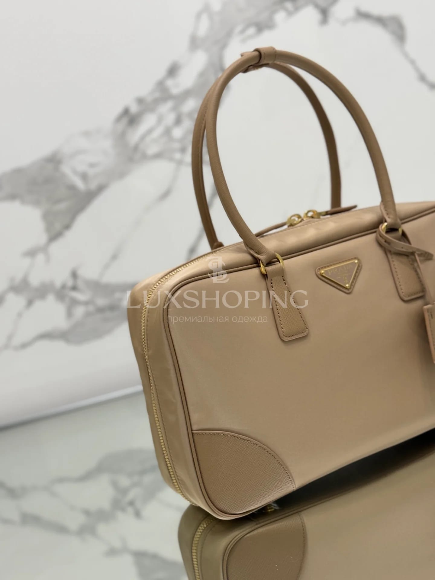 Сумка Prada Re-Edition 1995 35×21.5×10 см бежевая - фото 4