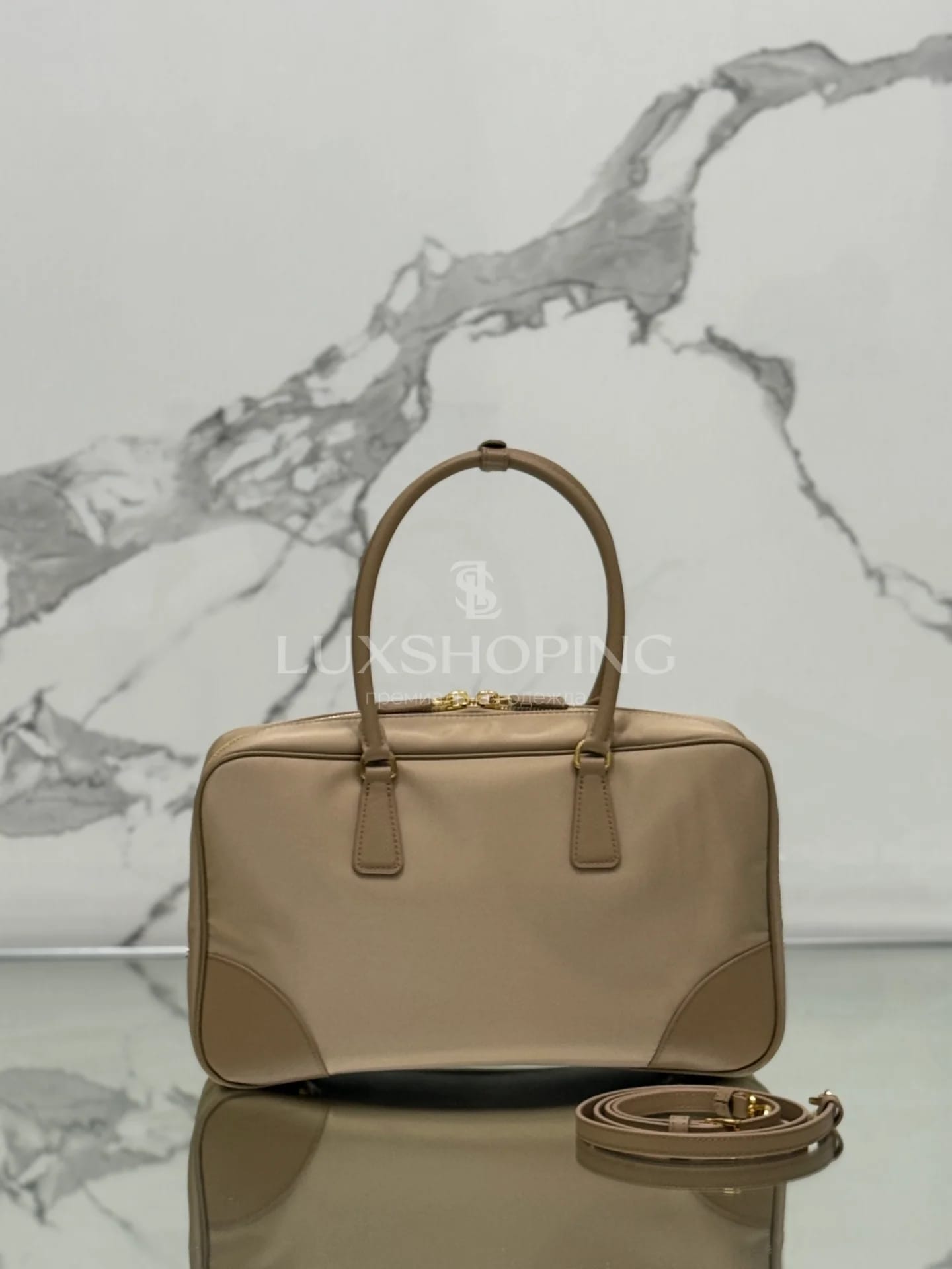 Сумка Prada Re-Edition 1995 35×21.5×10 см бежевая - фото 5