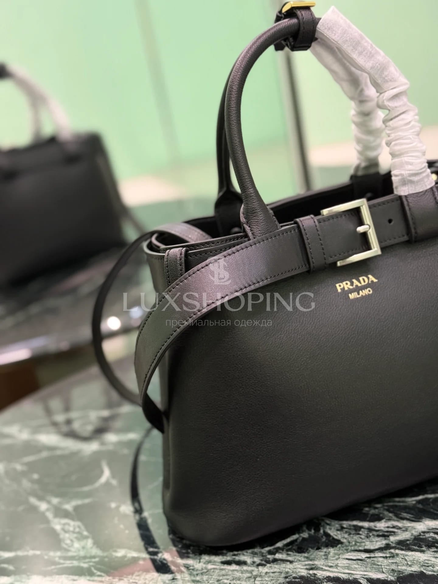 Сумка Prada 2024 Double Bag 32×23×11 см черная - фото 4