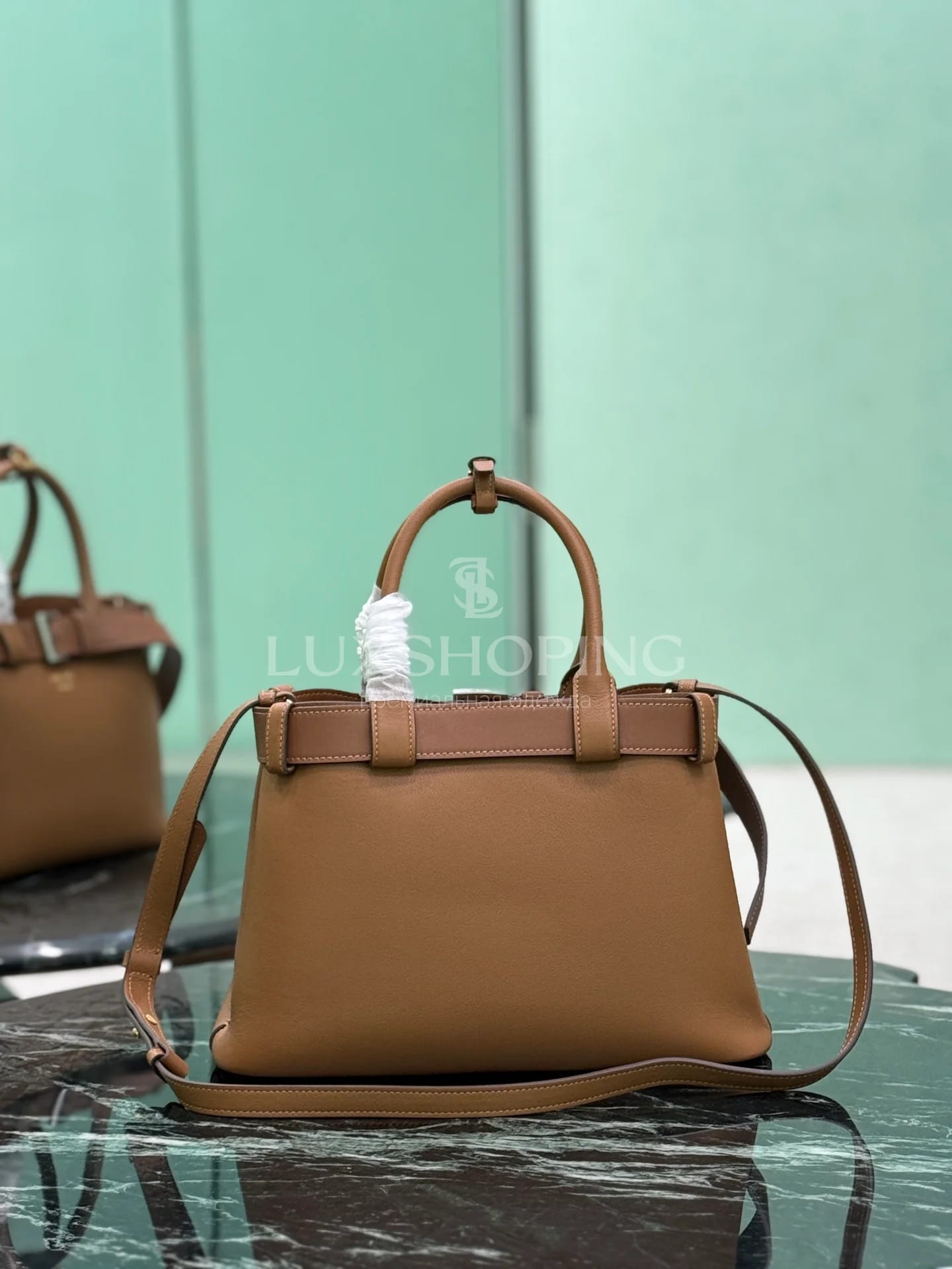 Сумка Prada 2024 Double Bag 32×23×11 см коричневая - фото 5