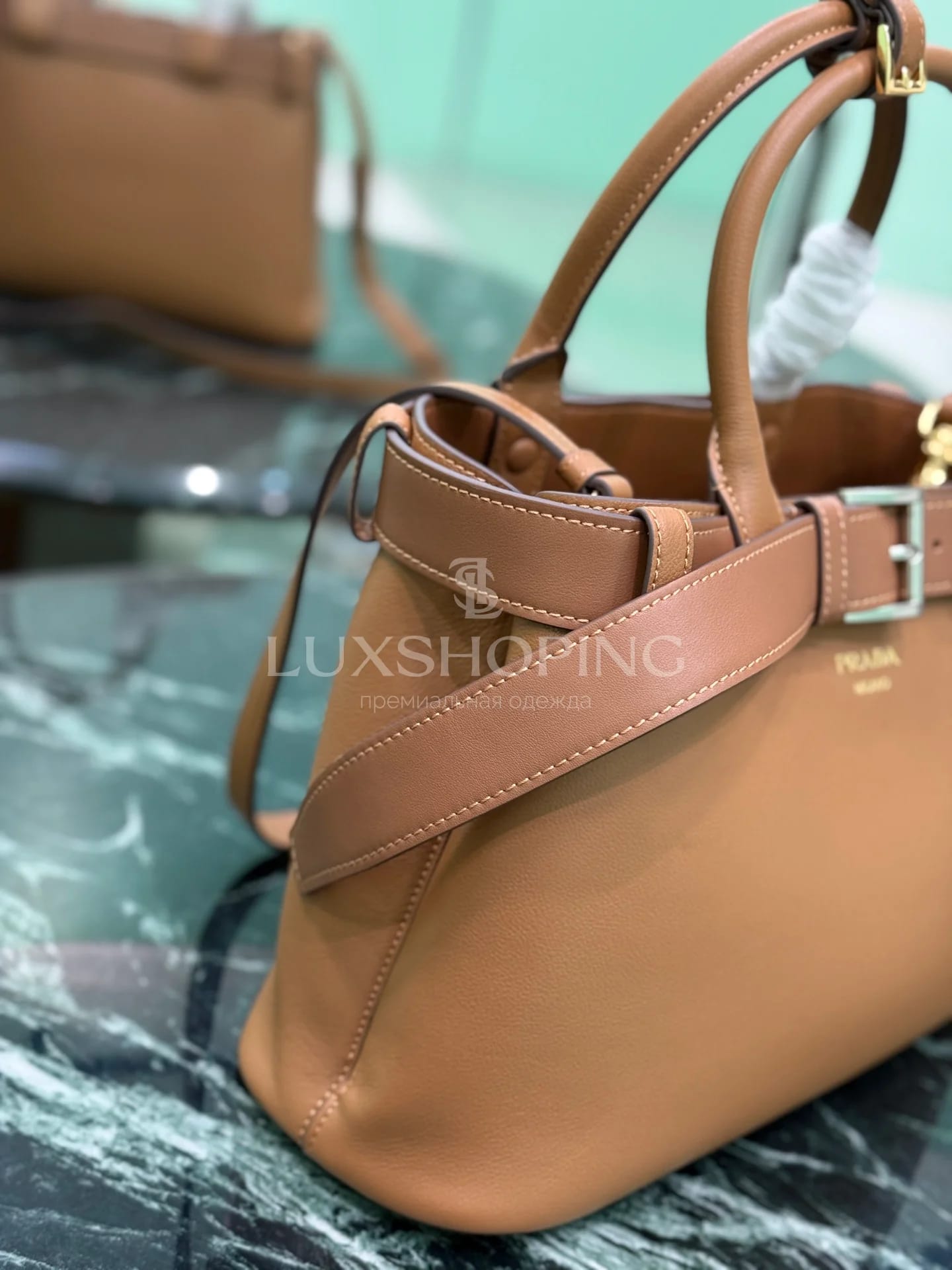 Сумка Prada 2024 Double Bag 32×23×11 см коричневая - фото 7