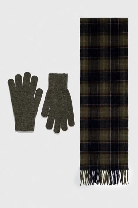 Шарф и перчатки Barbour Подарочный набор из шарфа и перчаток в клетку тартан