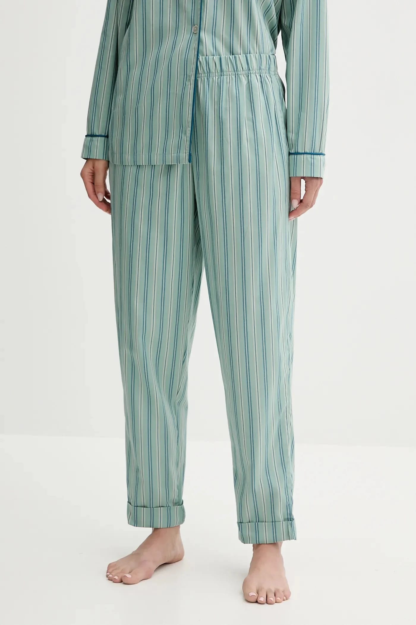 Хлопковые пижамные штаны бирюзовый для женщин