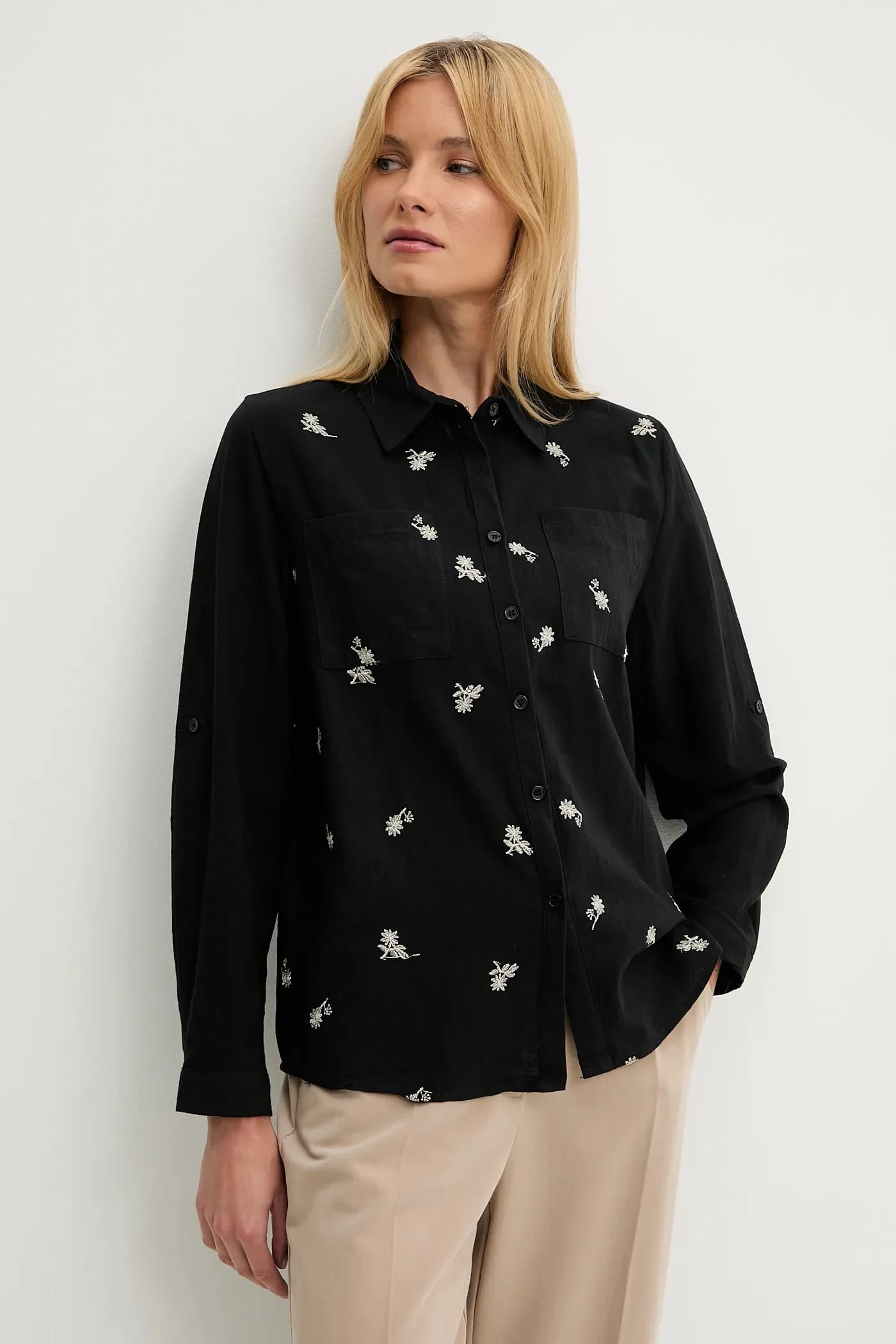 Хлопковая рубашка черная для женщин