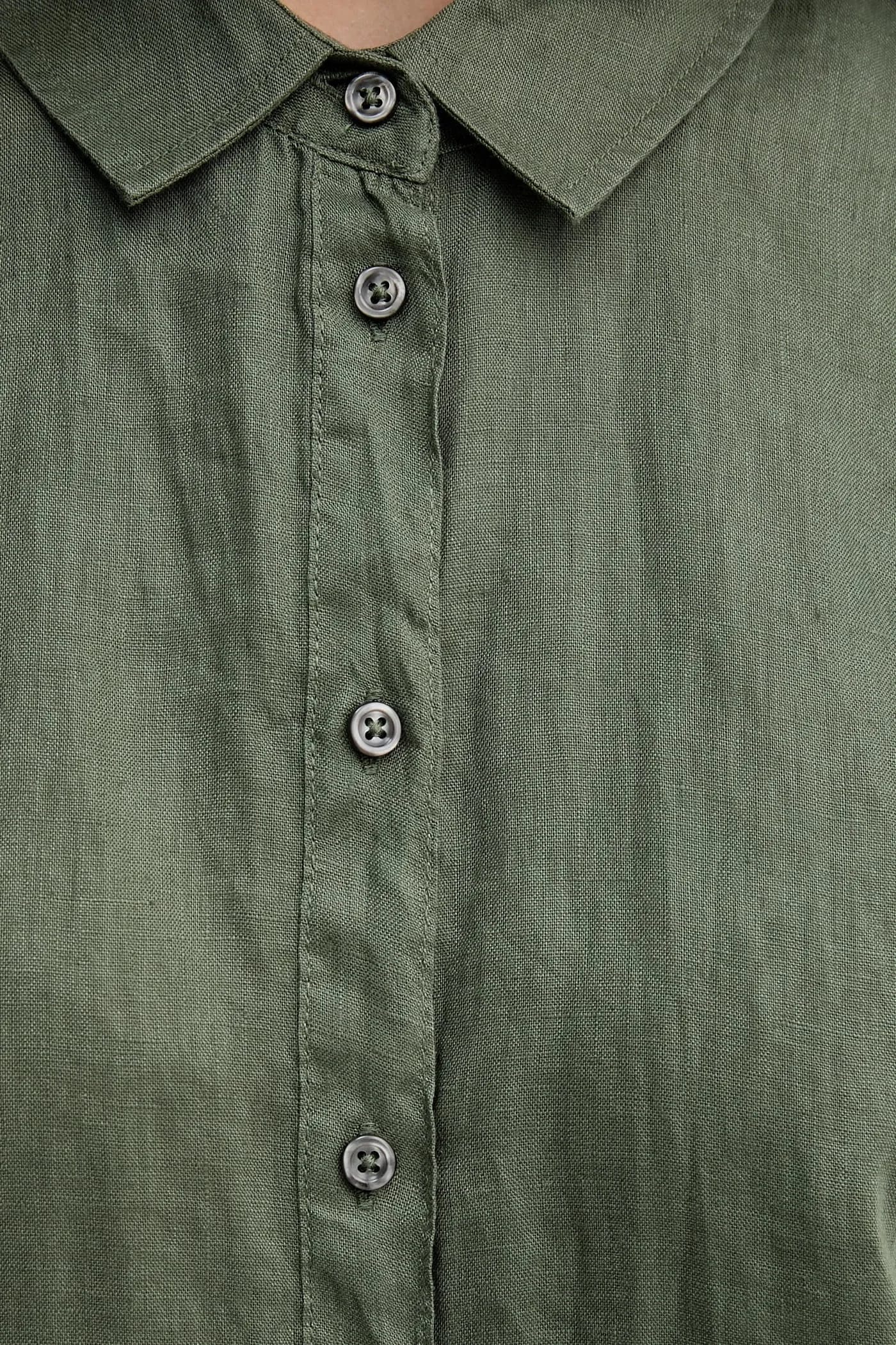 Льняная рубашка зеленая для женщин - фото 5