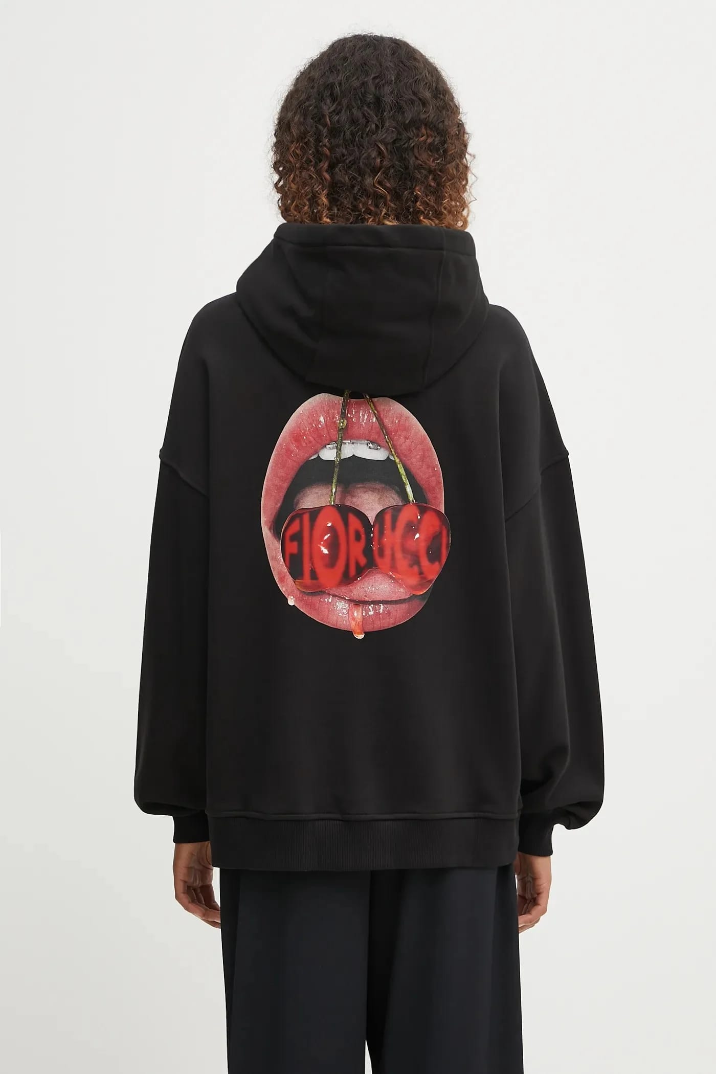 Хлопковая толстовка свободного кроя с принтом Fiorucci Cherry Mouth