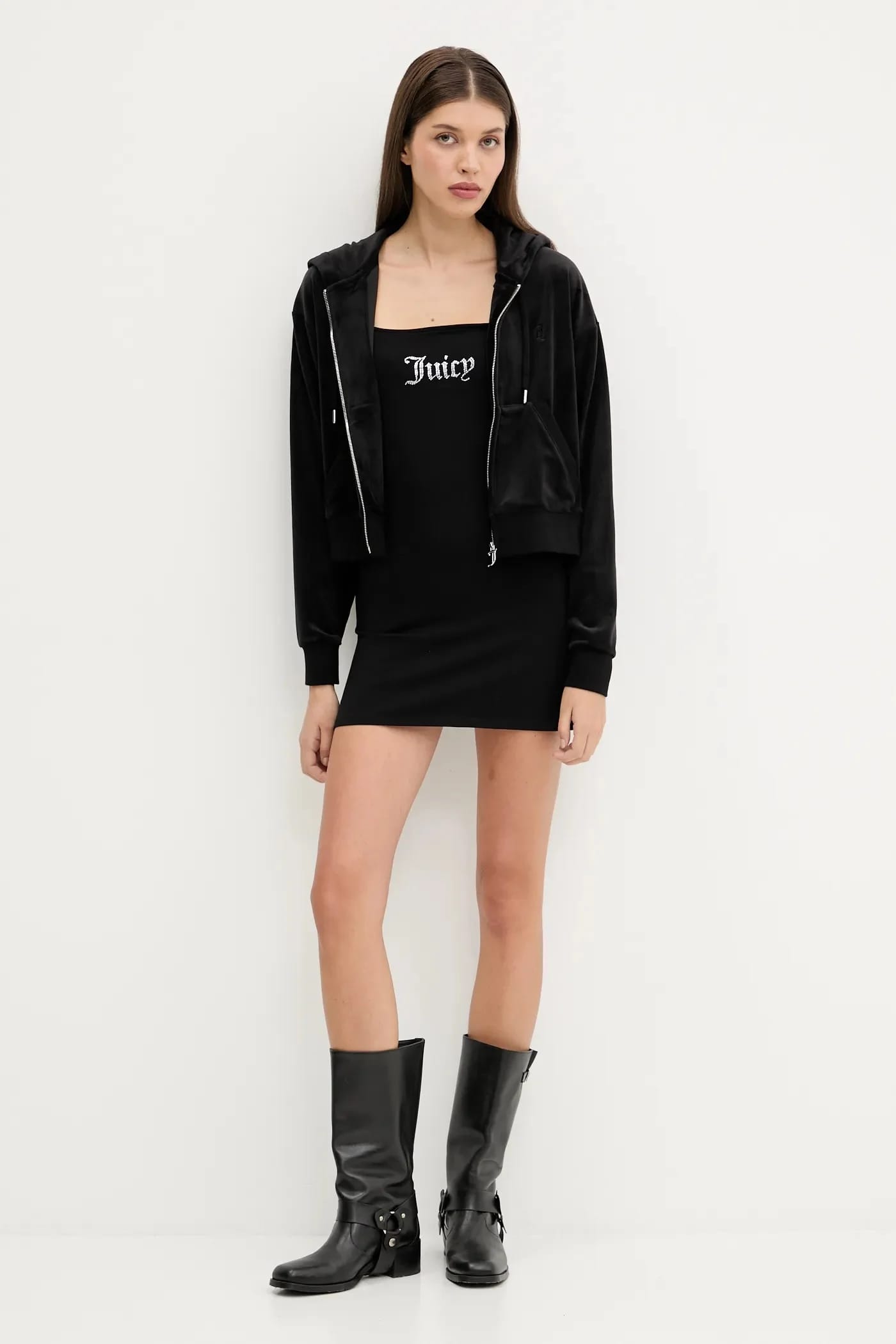 Бархатный свитшот BRENDAL CROP OVERSIZED HOODIE - фото 2
