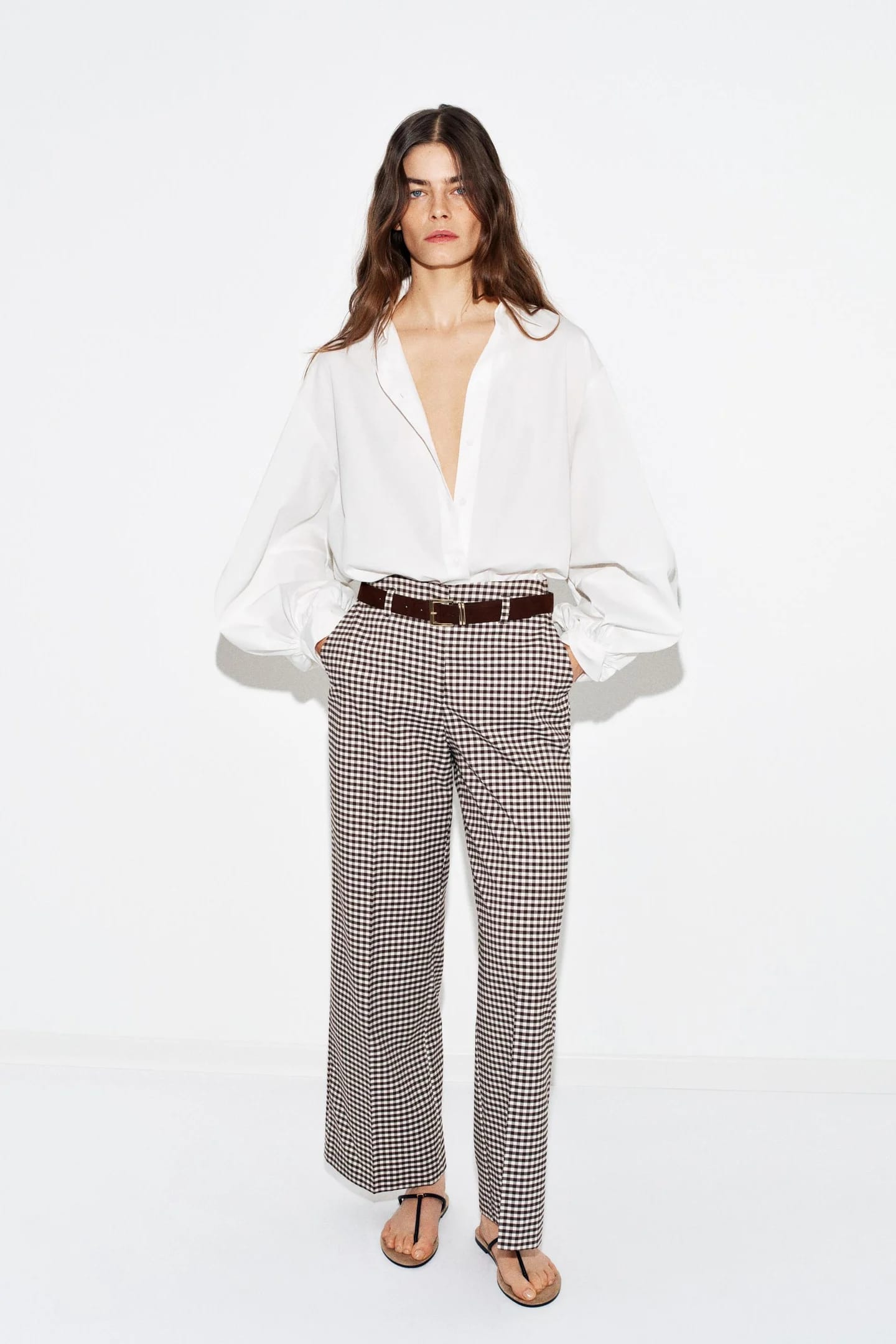 БРЮКИ С ПРЯМЫМИ НОГИАМИ В КЛЕТКУ VICHY - фото 2