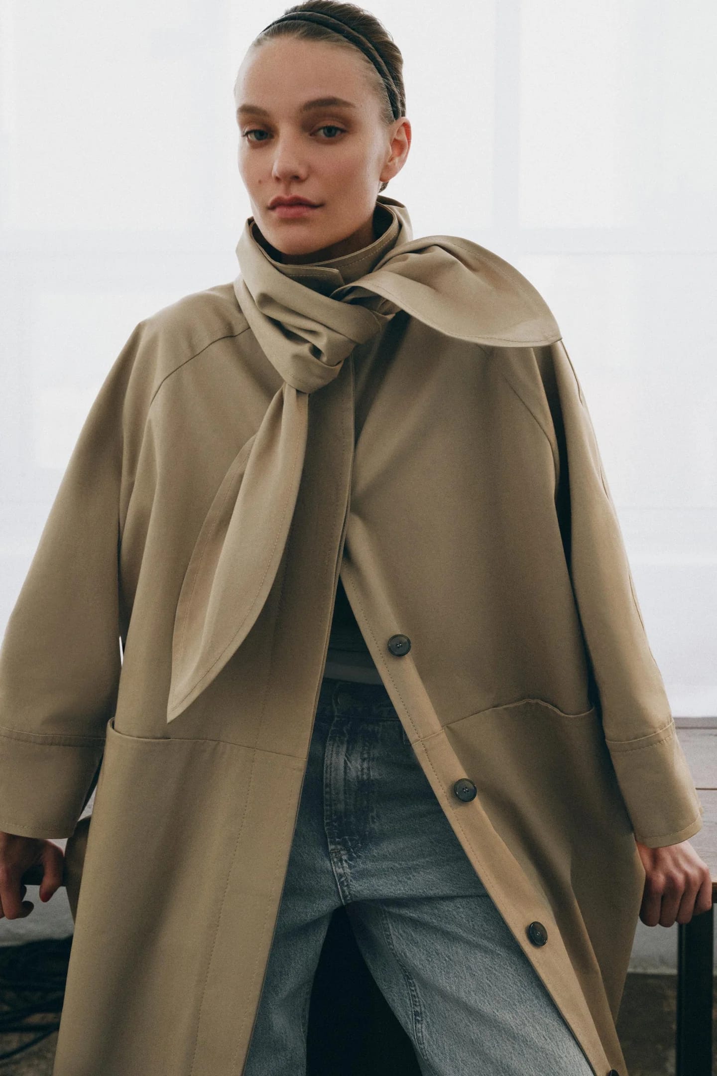 Тренч OVERSIZE с шарфом из ZW COLLECTION, LIMITED EDITION - фото 2