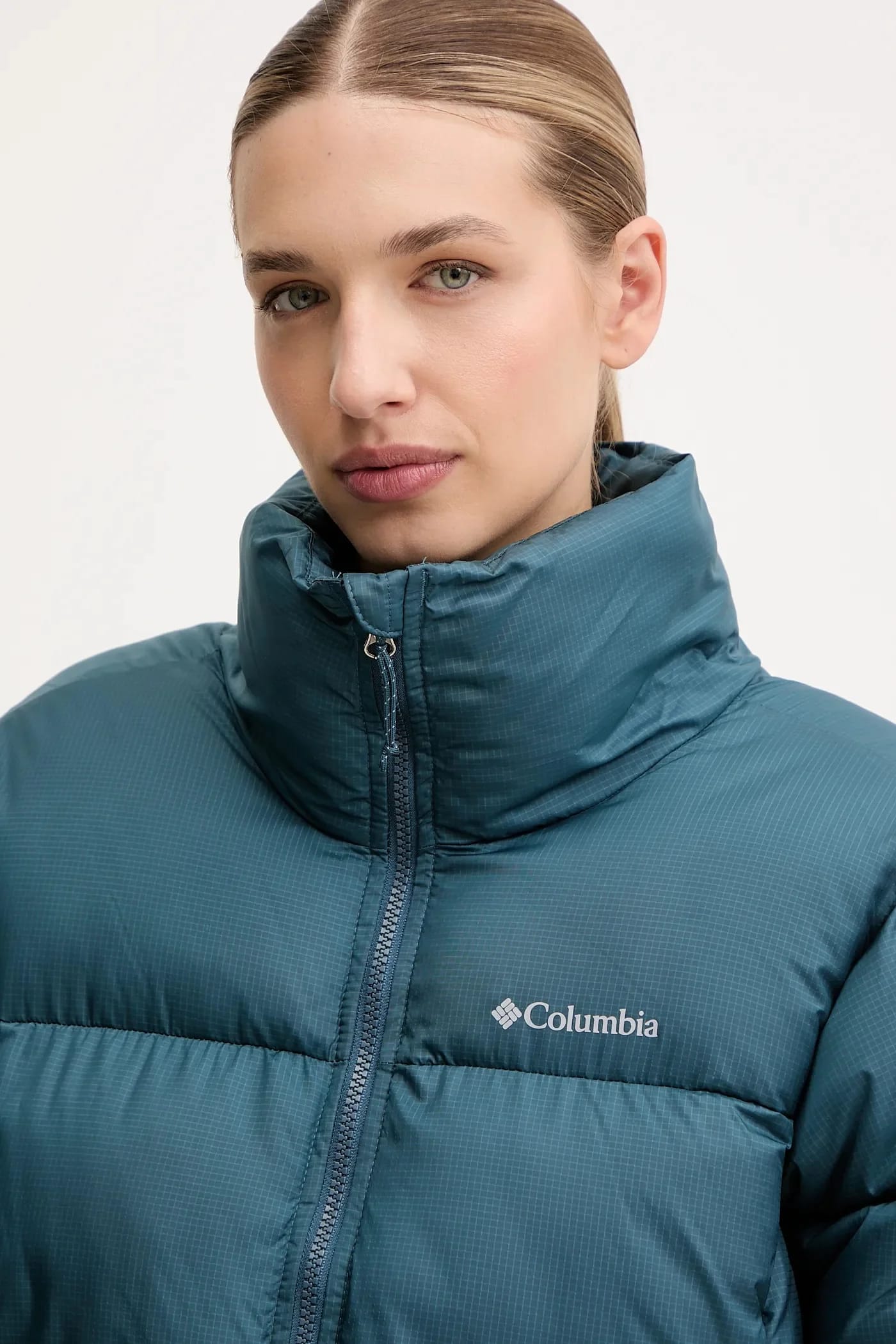 Пуховая куртка Colorblock бирюзовая для женщин - фото 4