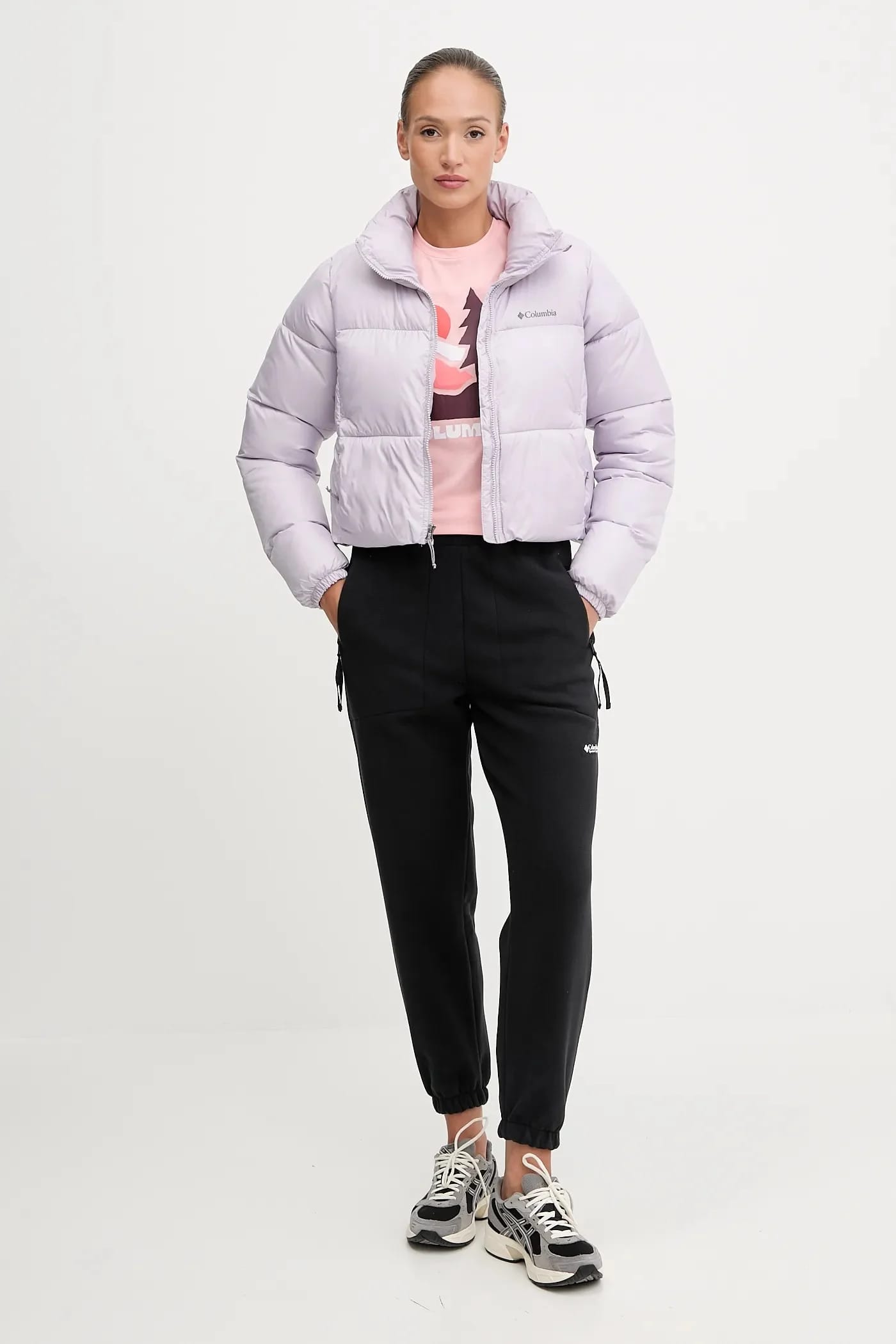 Пуховая куртка Colorblock фиолетовая для женщин - фото 2