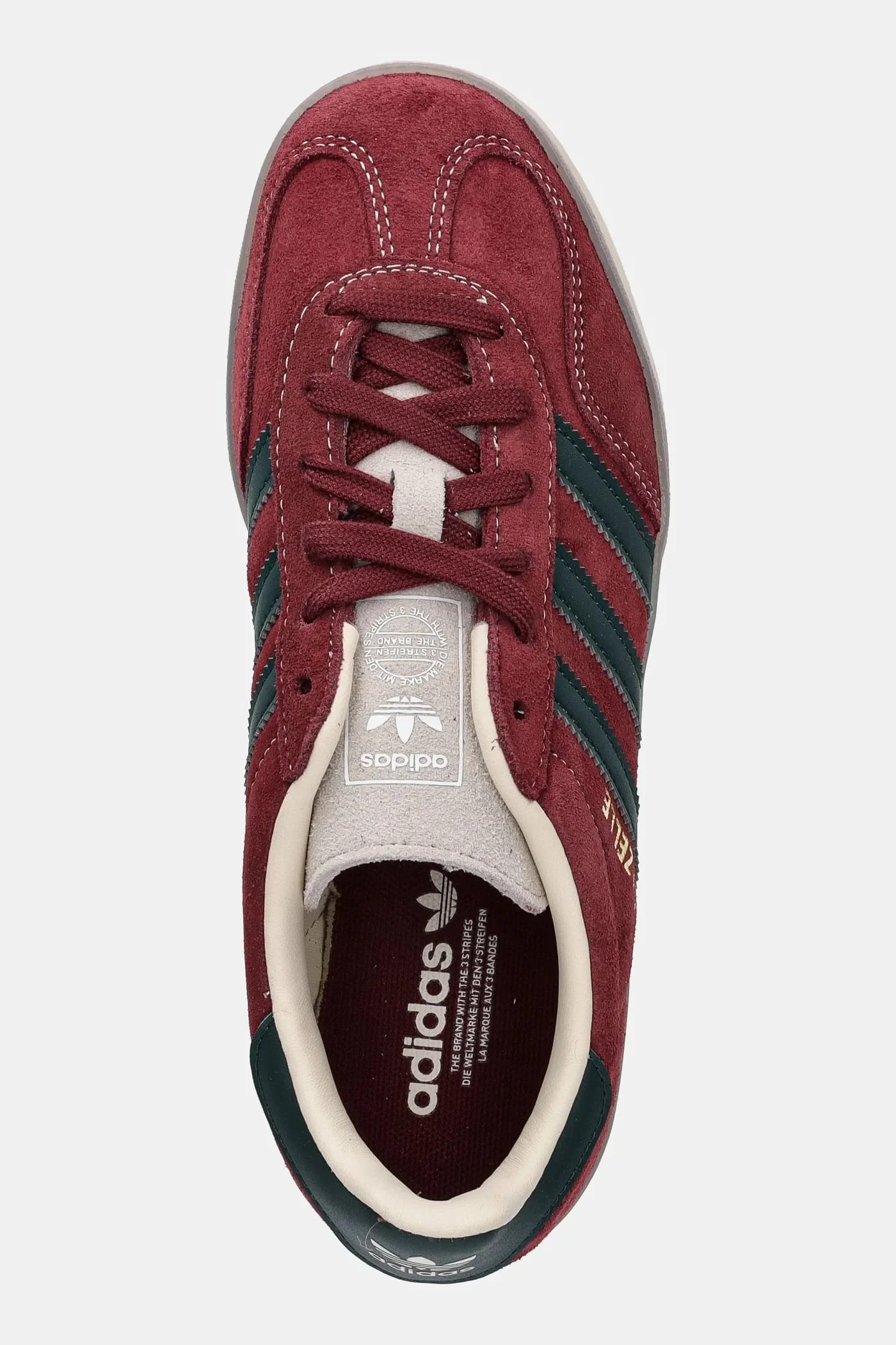 кроссовки Gazelle Indoor замшевые бордовое - фото 4