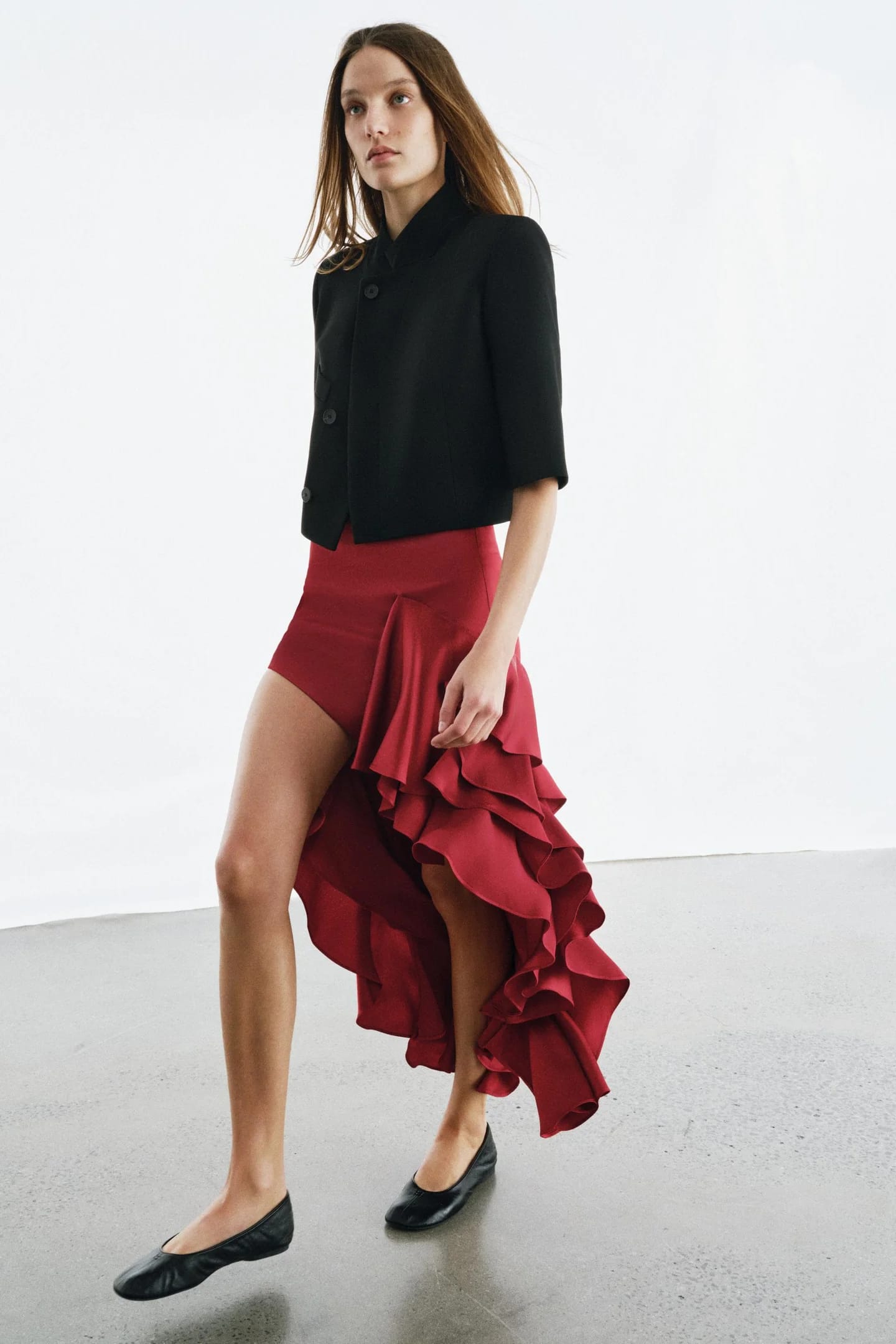 АСИММЕТРИЧНАЯ ЮБКА С РУБАМИ ZW COLLECTION