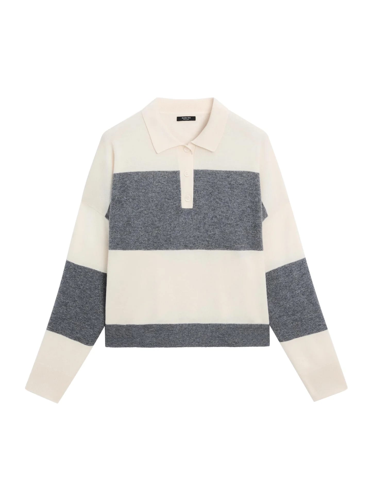 Полосатый вязаный свитер-поло - фото 10
