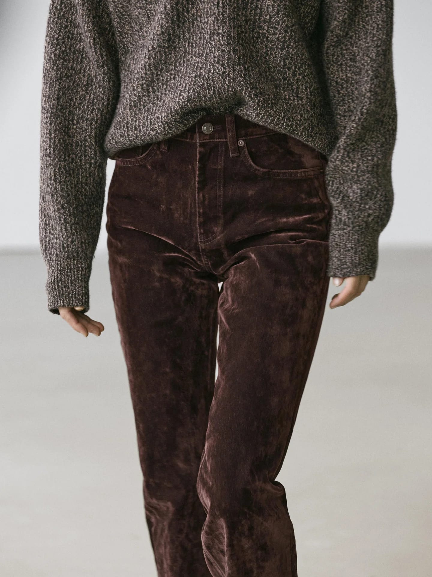 Джинсы Bootcut с завышенной талией в рубчик - фото 7