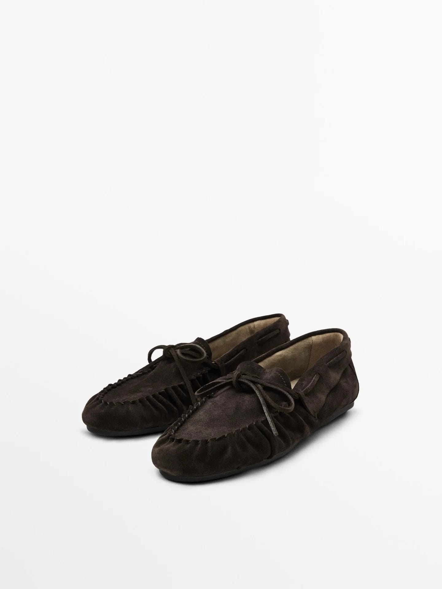 Замшевые мокасины с бантиком с рюшами - фото 2