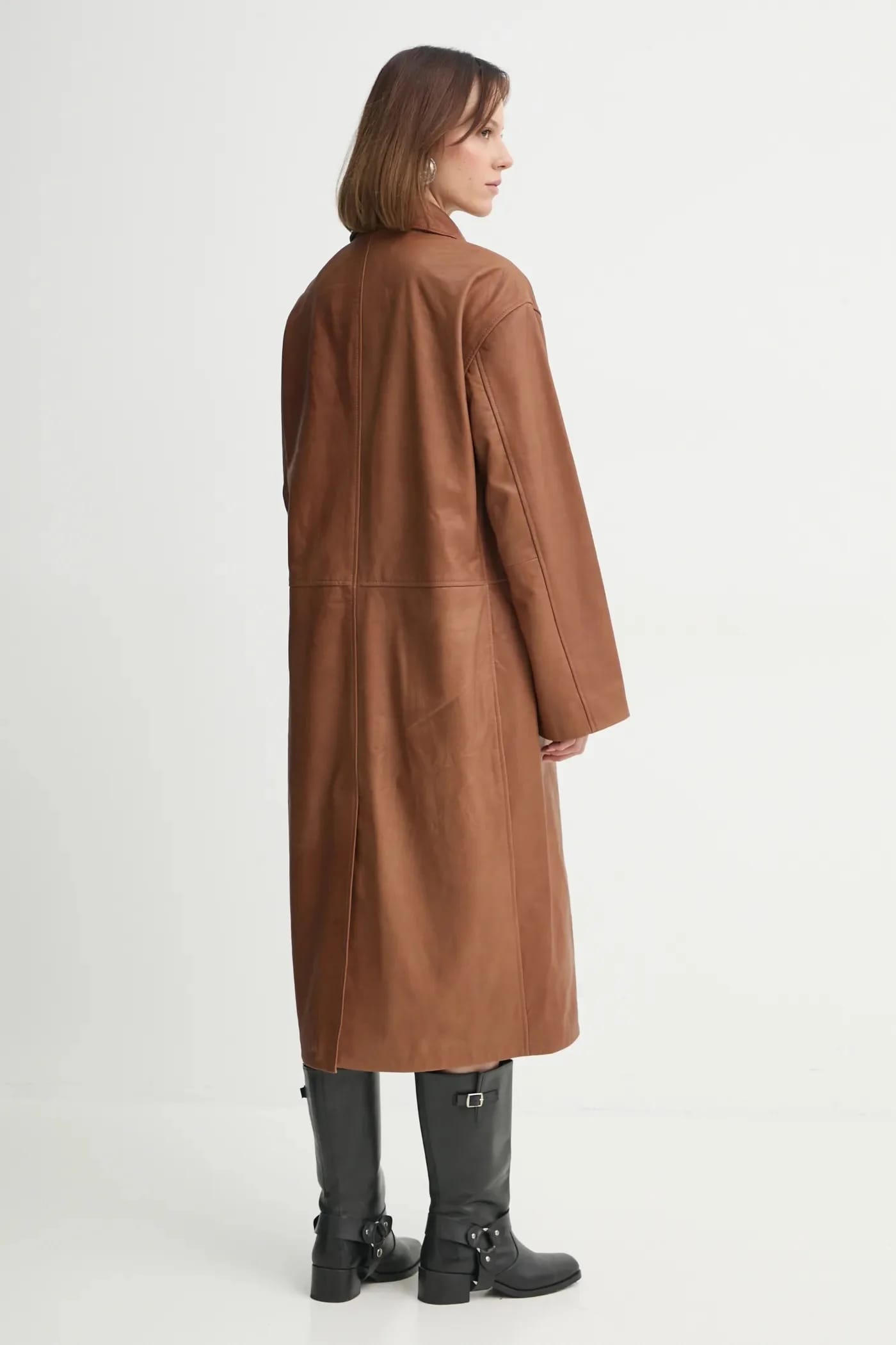 кожаное пальто Halston - фото 3
