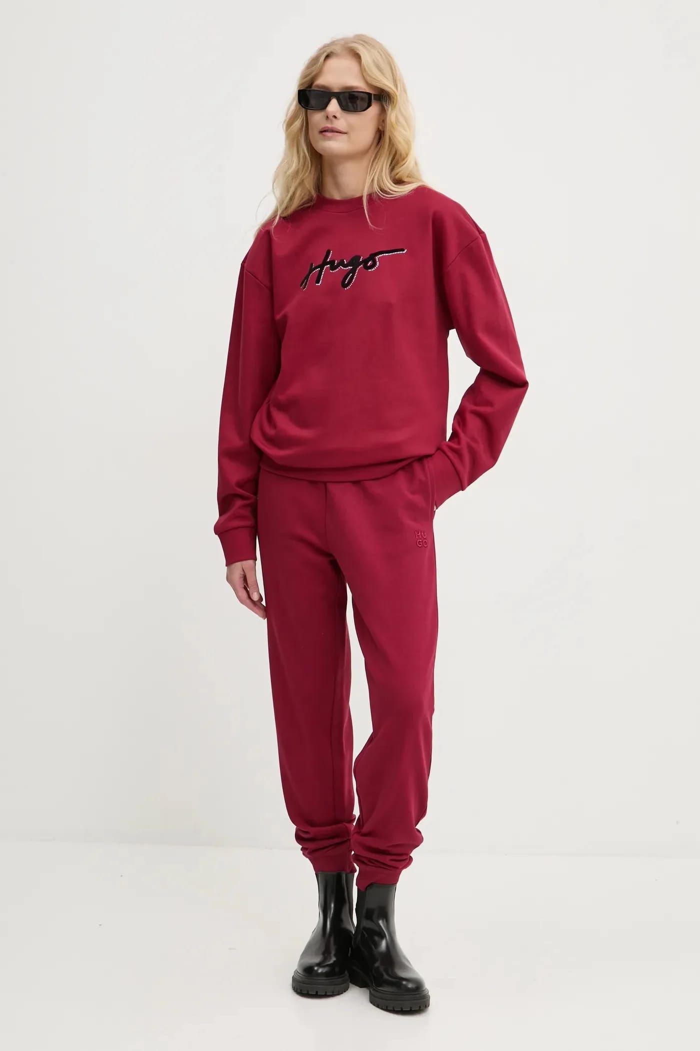 спортивные брюки Nelfinia из хлопка бордовая - фото 2