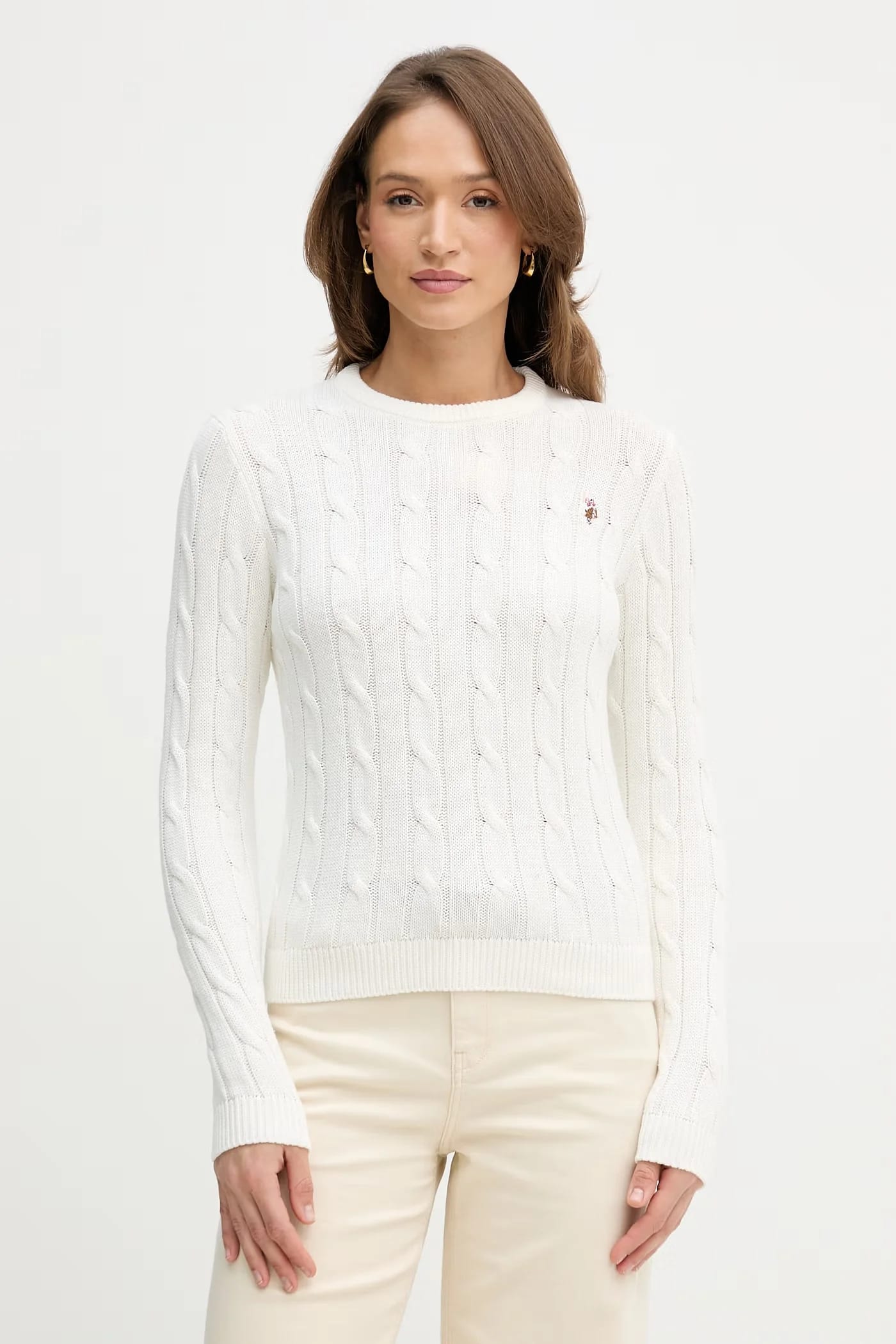 Женский хлопковый свитер CREW NECK CABLE