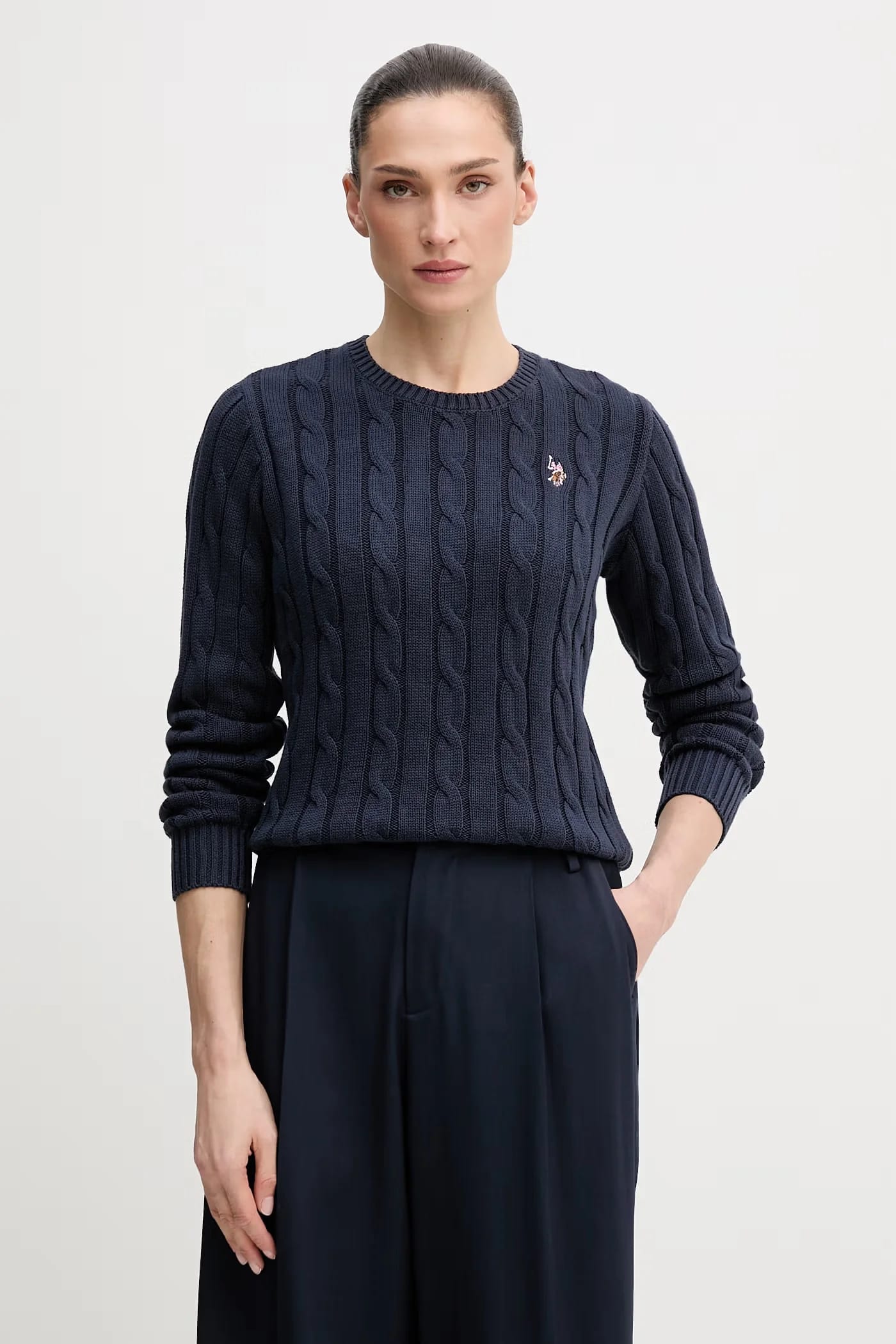 Женский хлопковый свитер CREW NECK CABLE