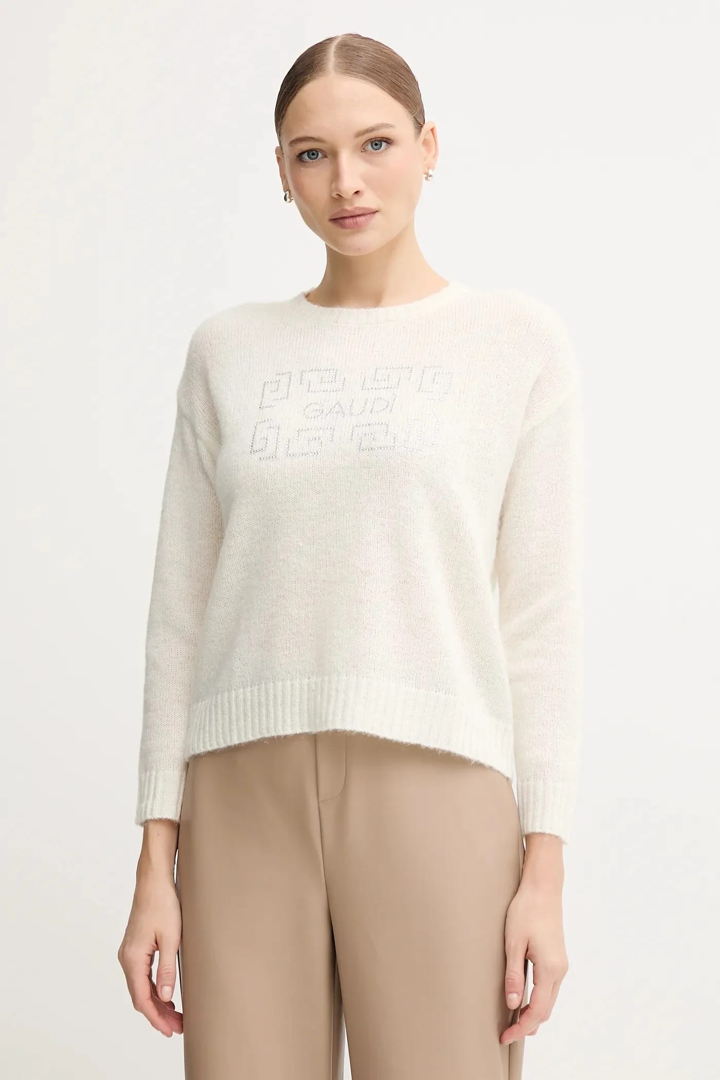 Свитер из смесовой шерсти бежевый для женщин