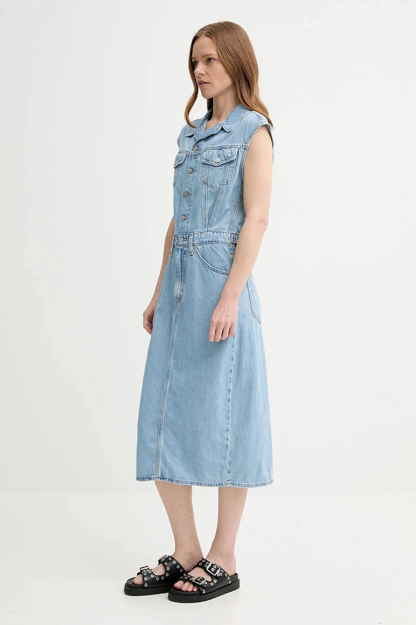 джинсовое платье ICONIC SLEEVELESS DRESS - фото 2