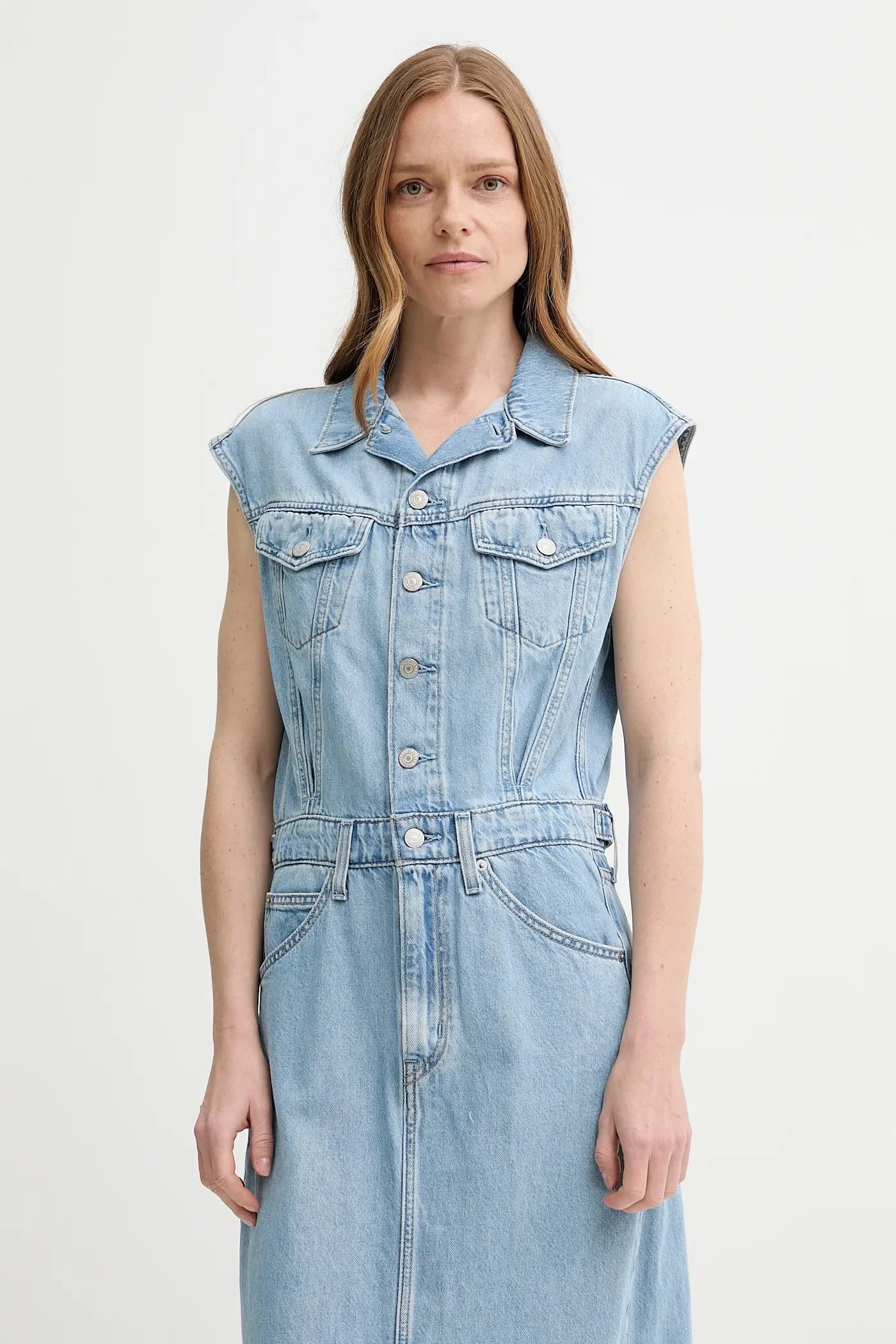 джинсовое платье ICONIC SLEEVELESS DRESS - фото 4