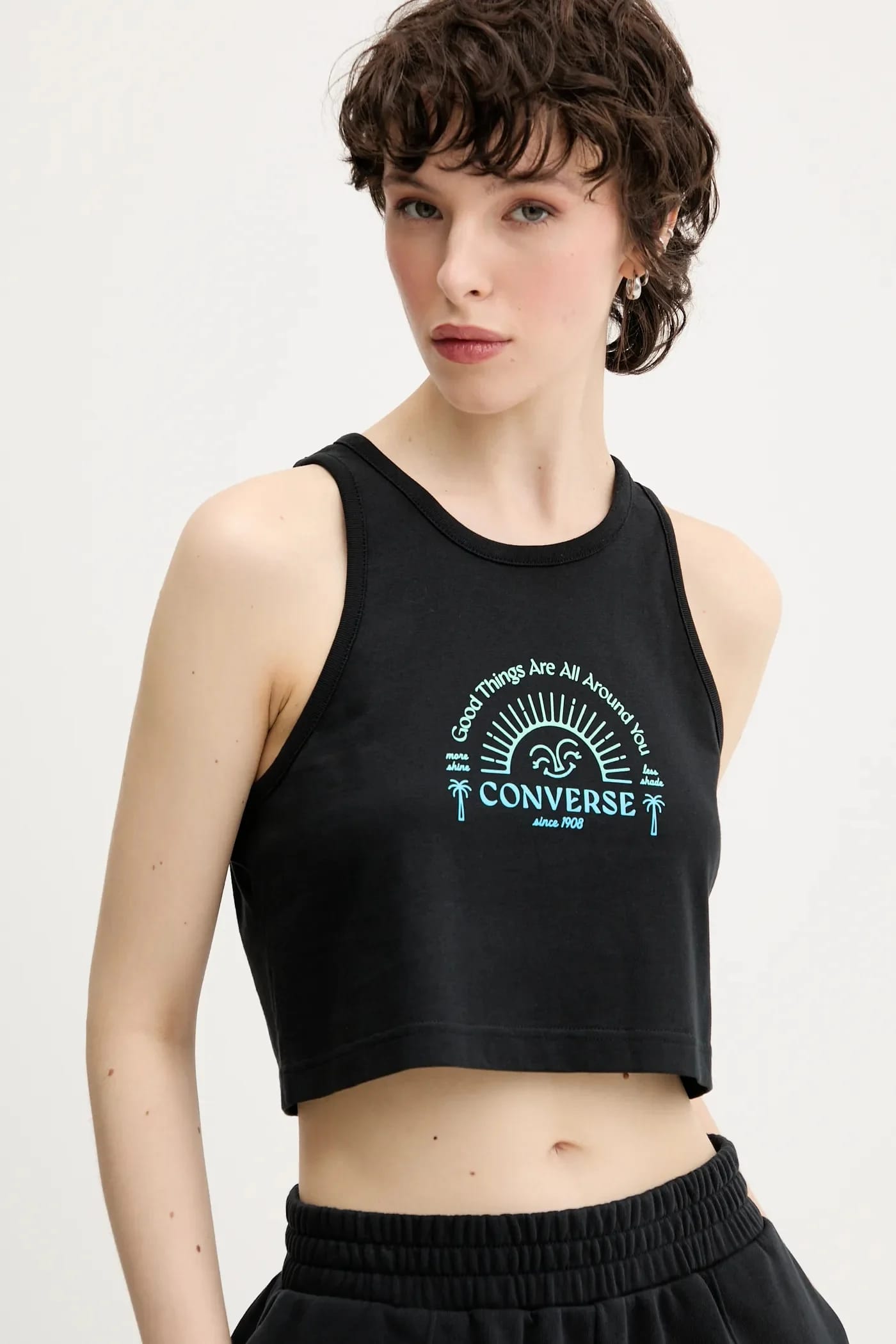 Хлопковый топ черный для женщин - фото 4