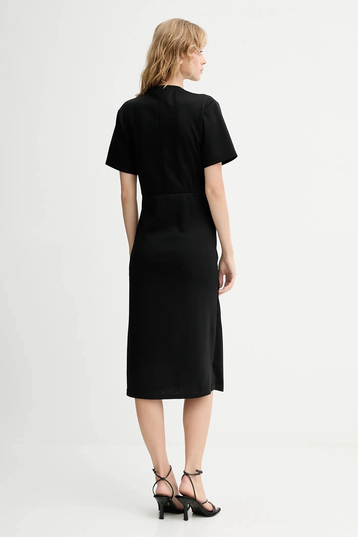 Платье из смесовой шерсти черное для женщин - фото 3
