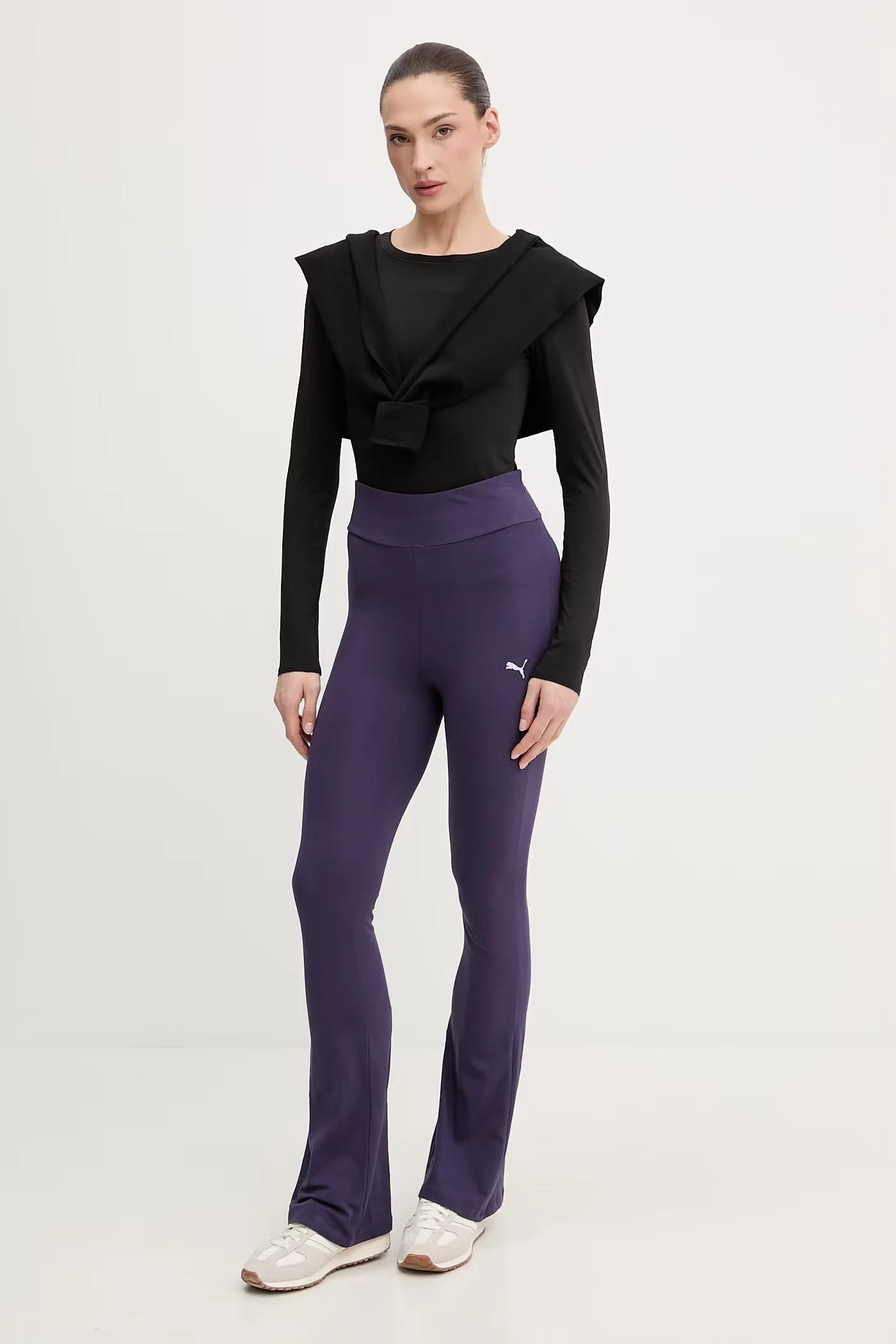 Женские спортивные леггинсы из хлопка с эластаном Расклешенные леггинсы - фото 2