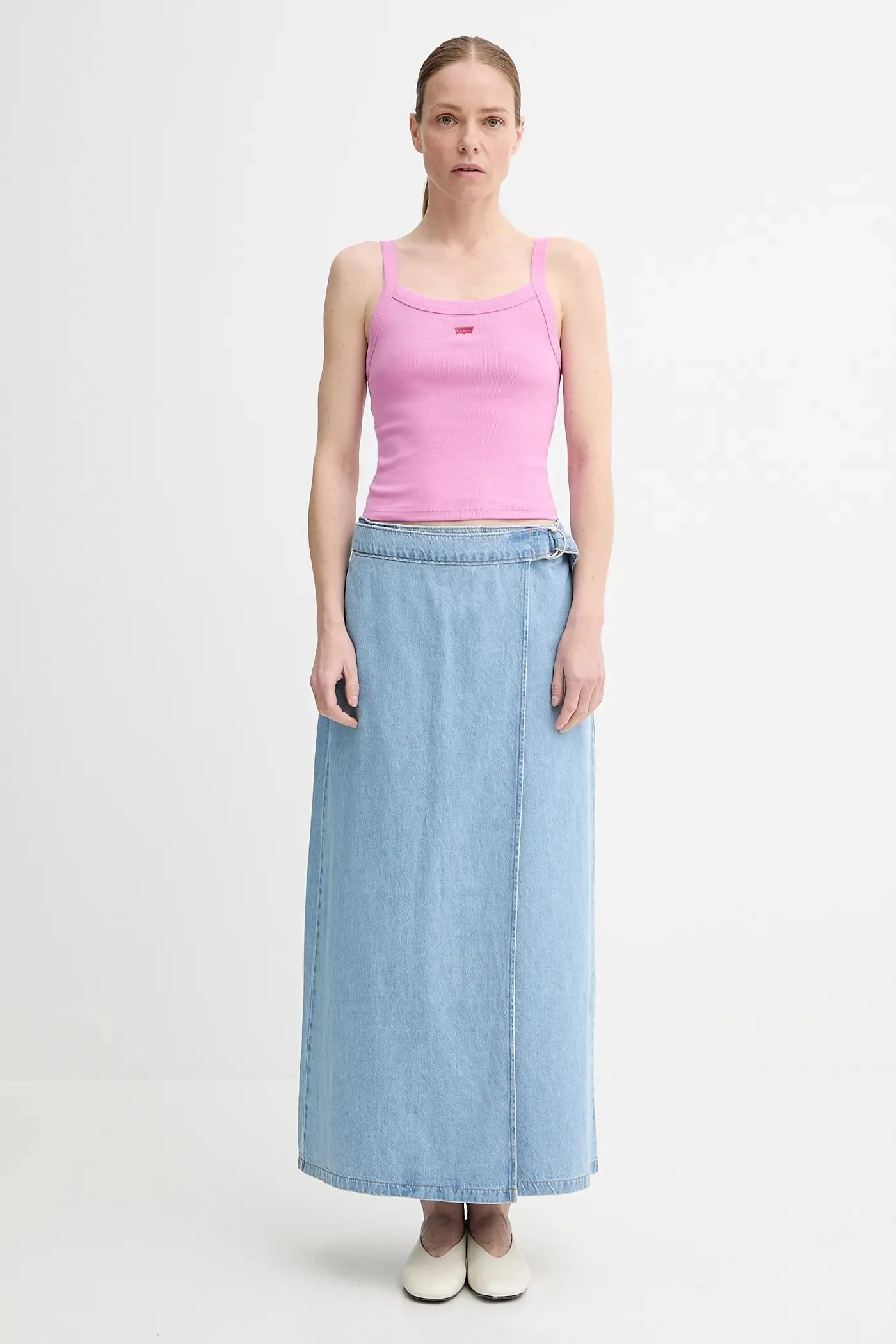 джинсовая юбка COLUMN WRAP SKIRT - фото 2