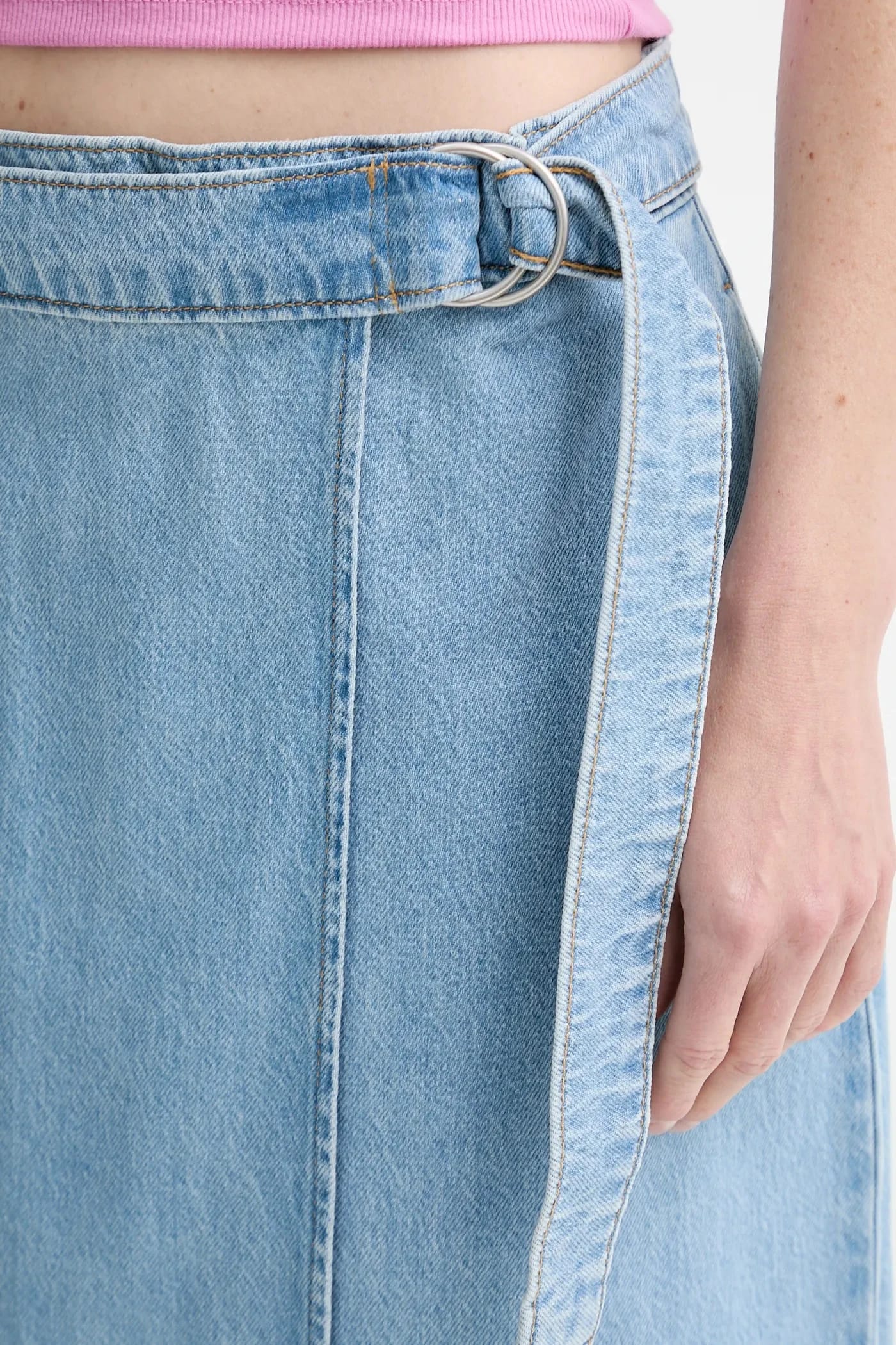 джинсовая юбка COLUMN WRAP SKIRT - фото 4