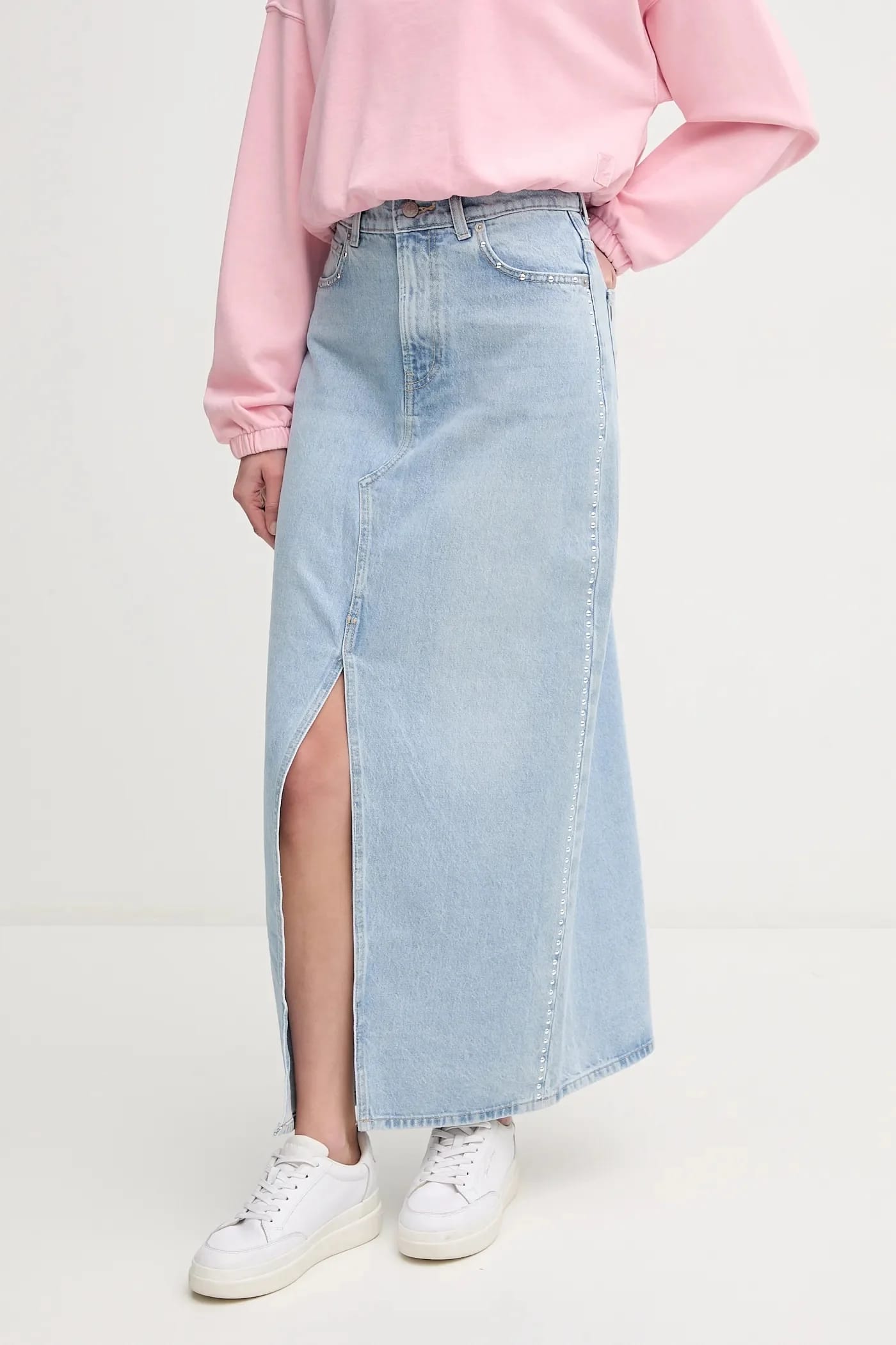 Юбка из хлопкового денима MAXI SKIRT HW STUD