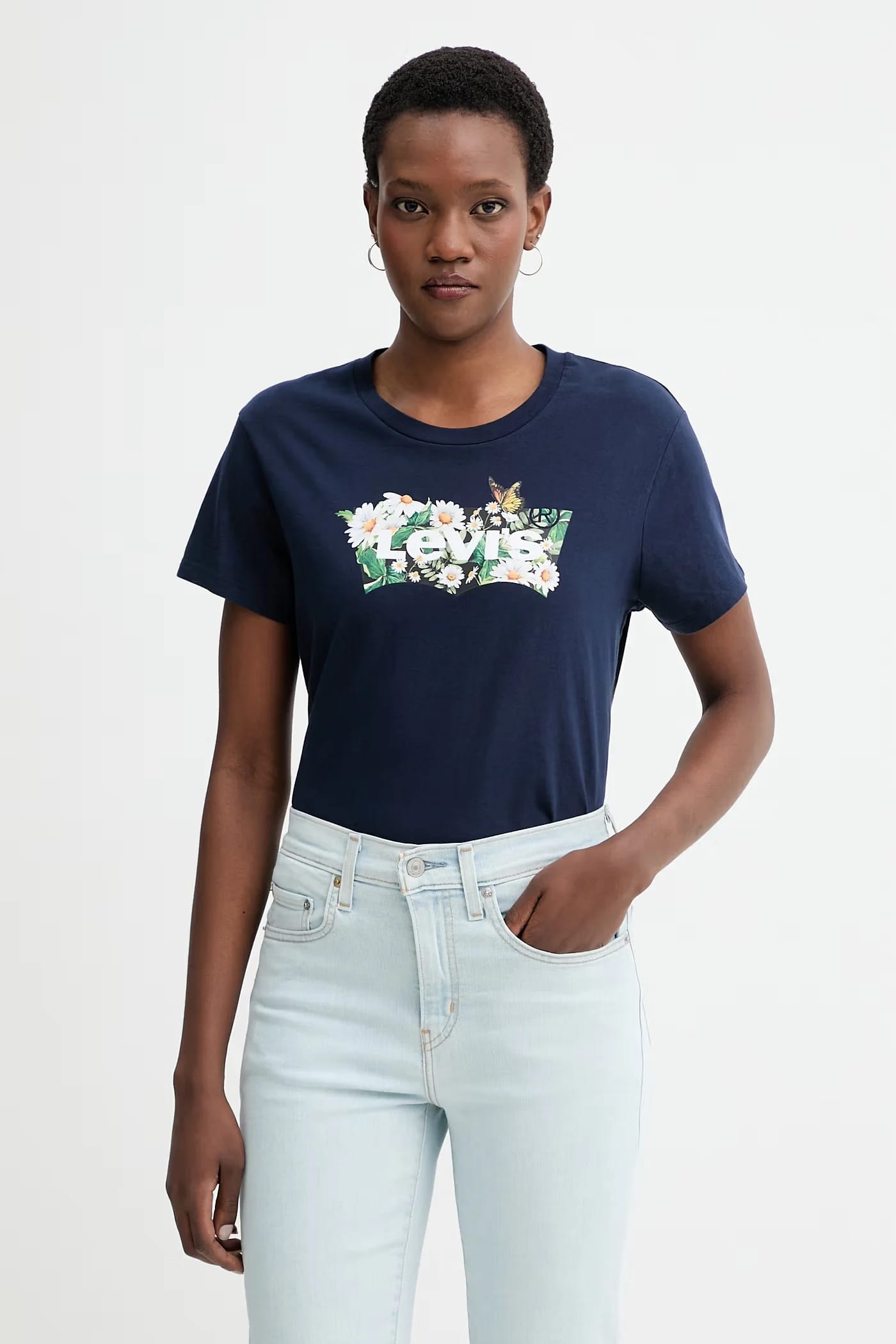 Футболка THE PERFECT TEE из хлопка военно-морской для женщин